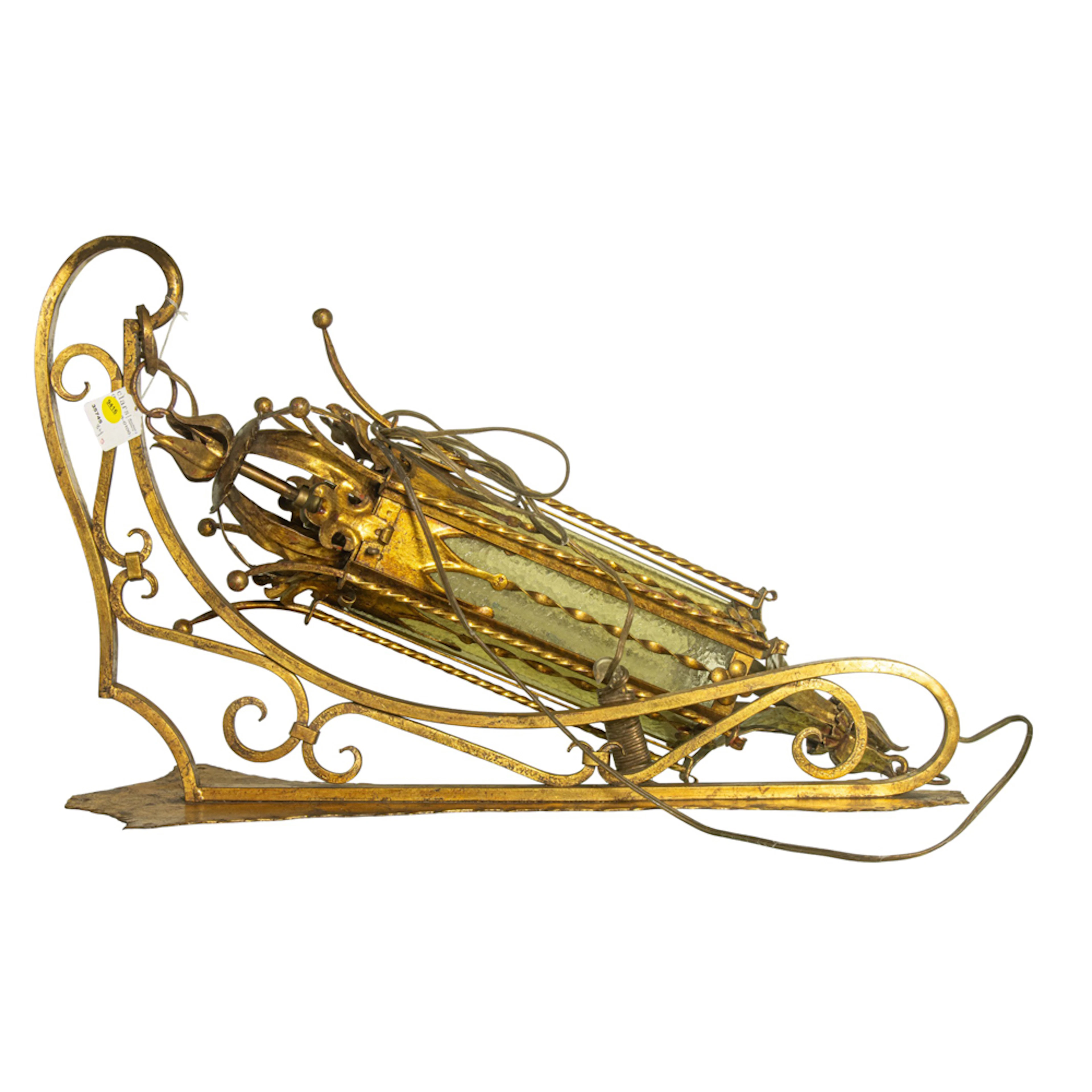 A Gothic Revival style gilt iron lantern wall sconce
