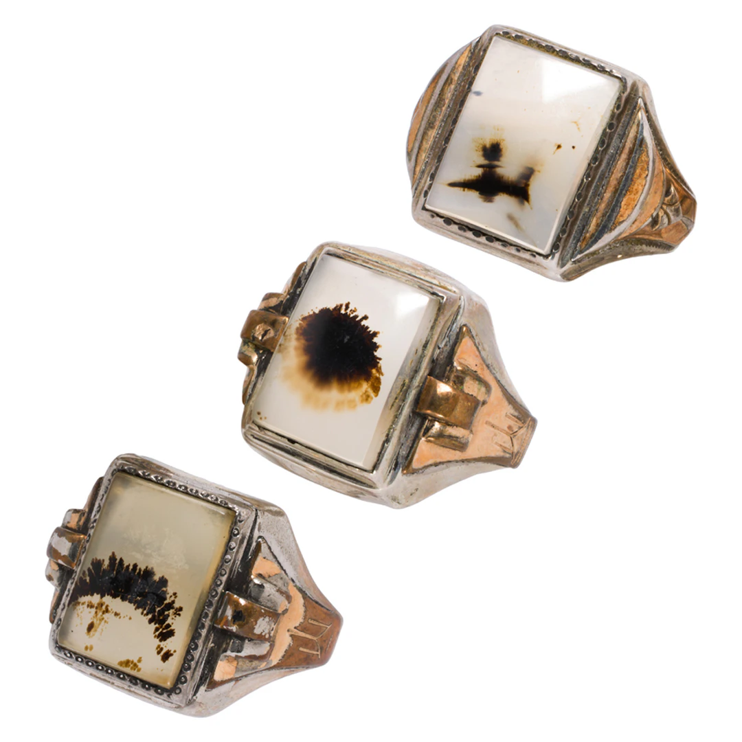 Three vintage sterling silver and gold-filled men's rings