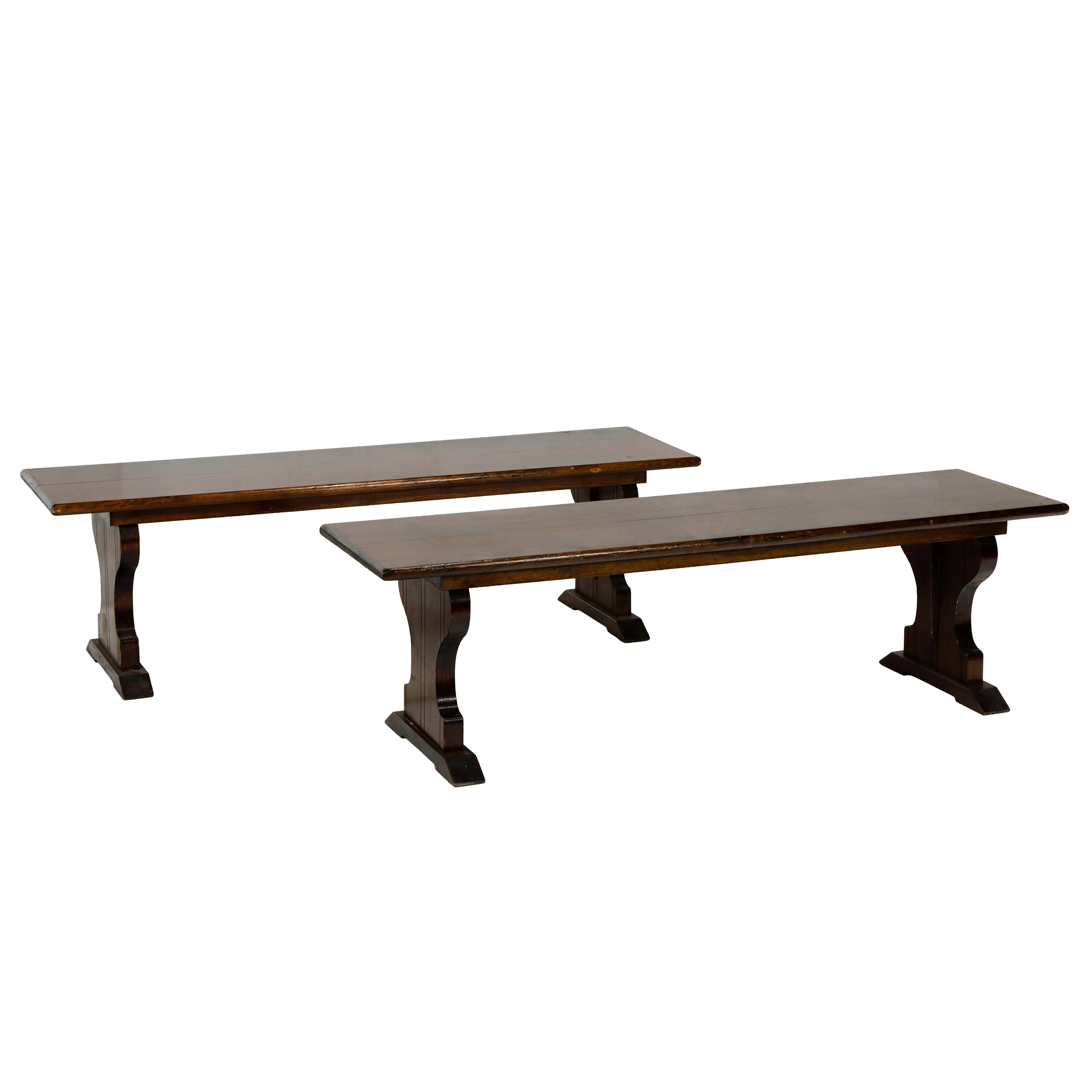 A pair of Arts and Crafts benches commissioned for Santa Sabina Center 1930's