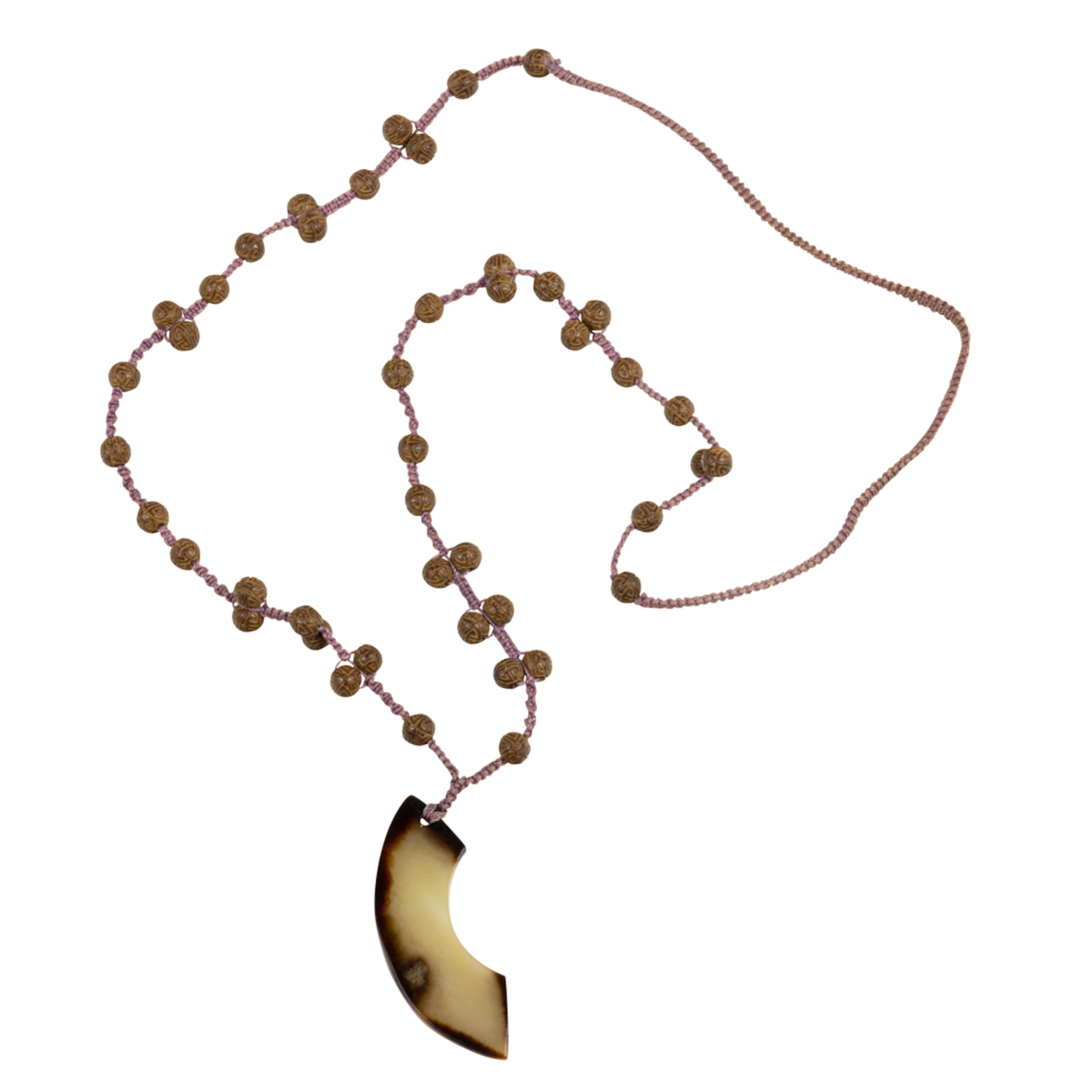 A strand of Chinese reconstituted medical beads and a jade pendant