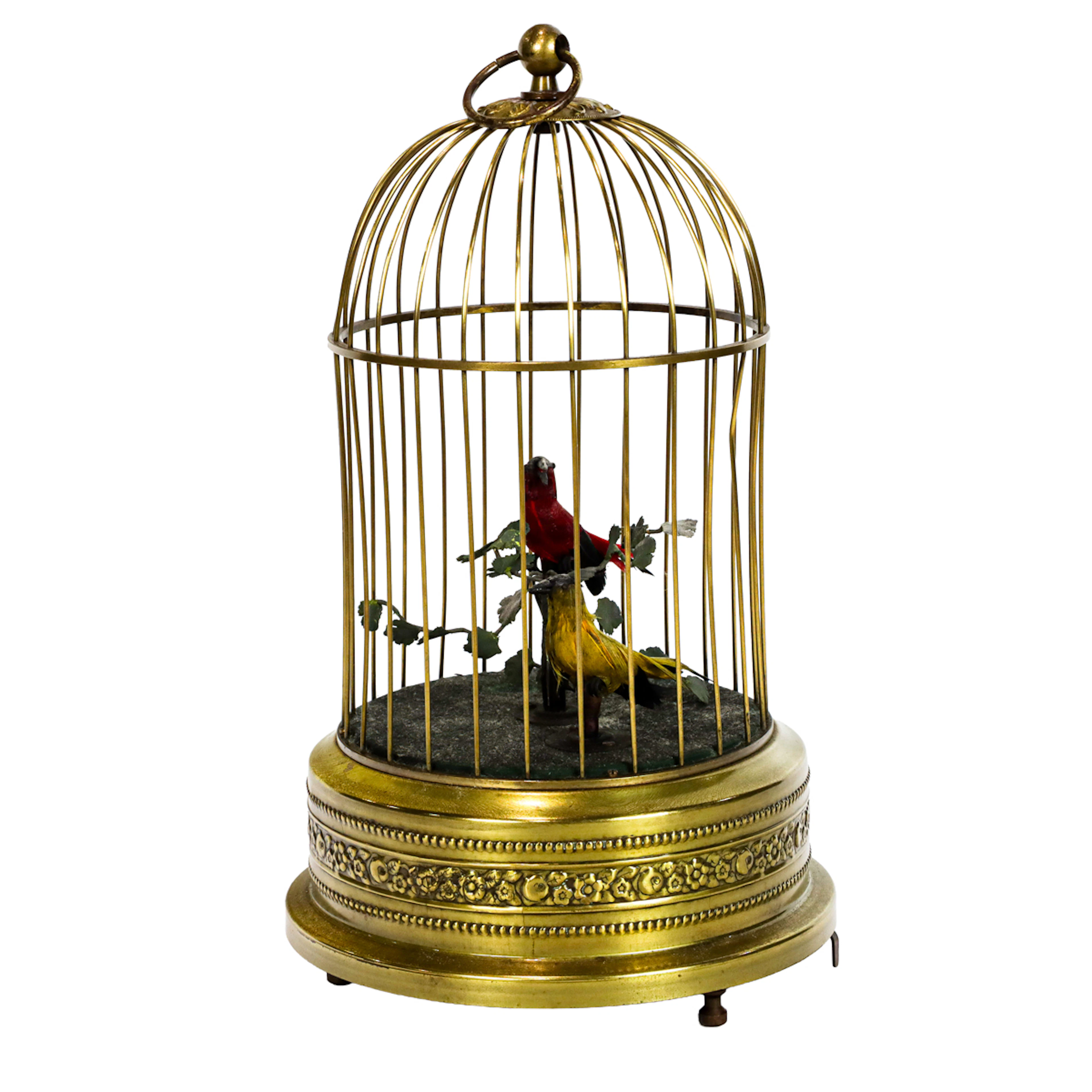 A Continental gilt metal singing bird music box automation