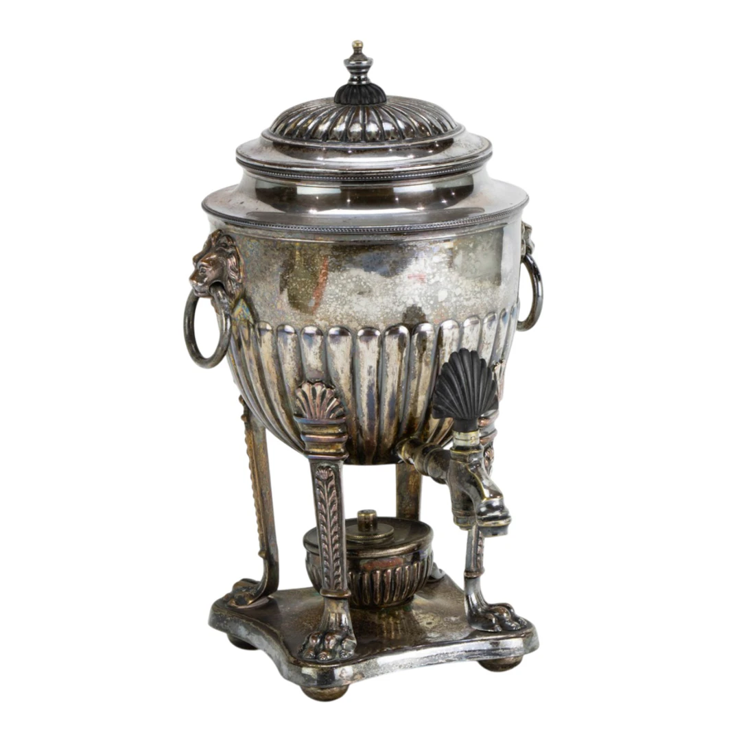 A Regency silver plated hot water urn