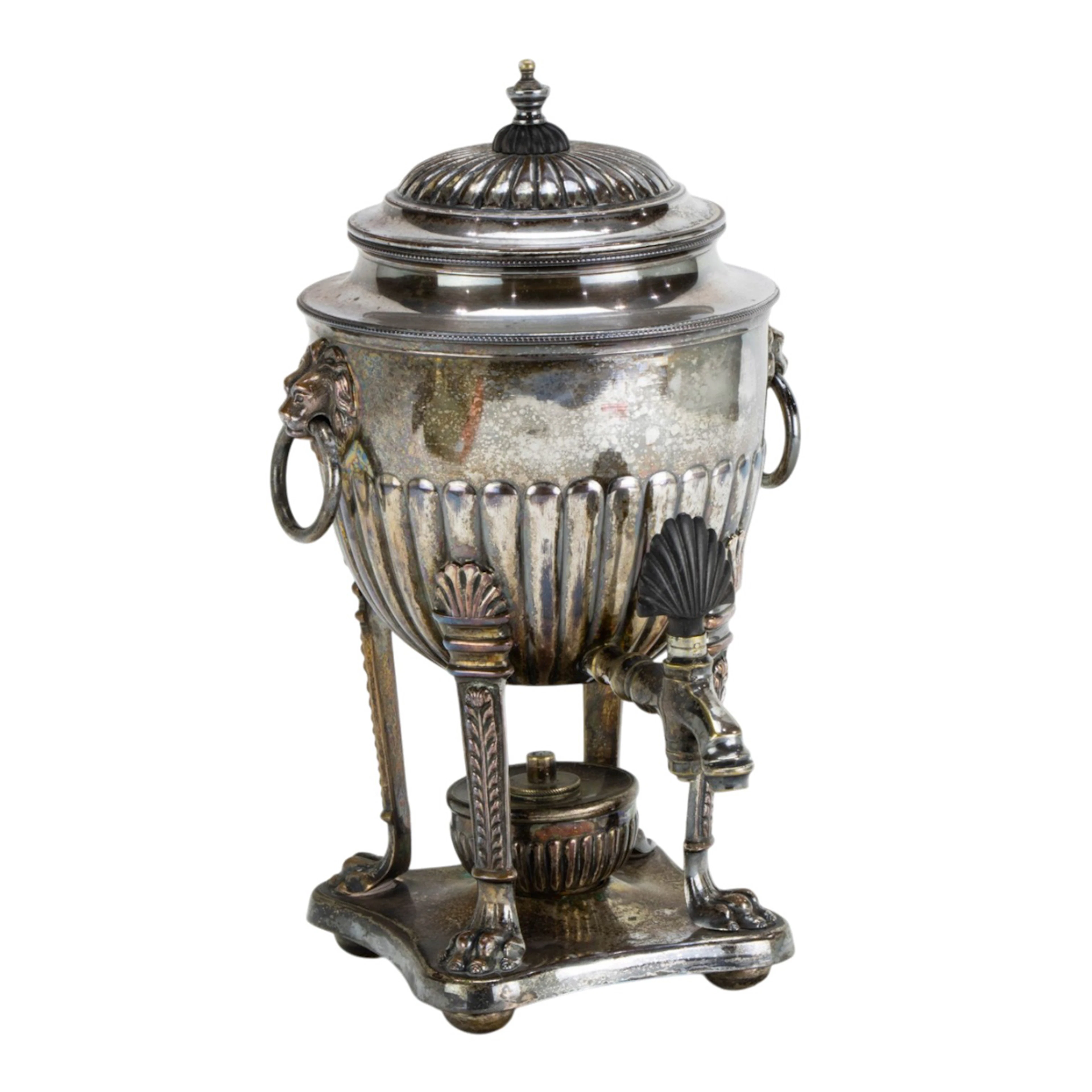 A Regency silver plated hot water urn