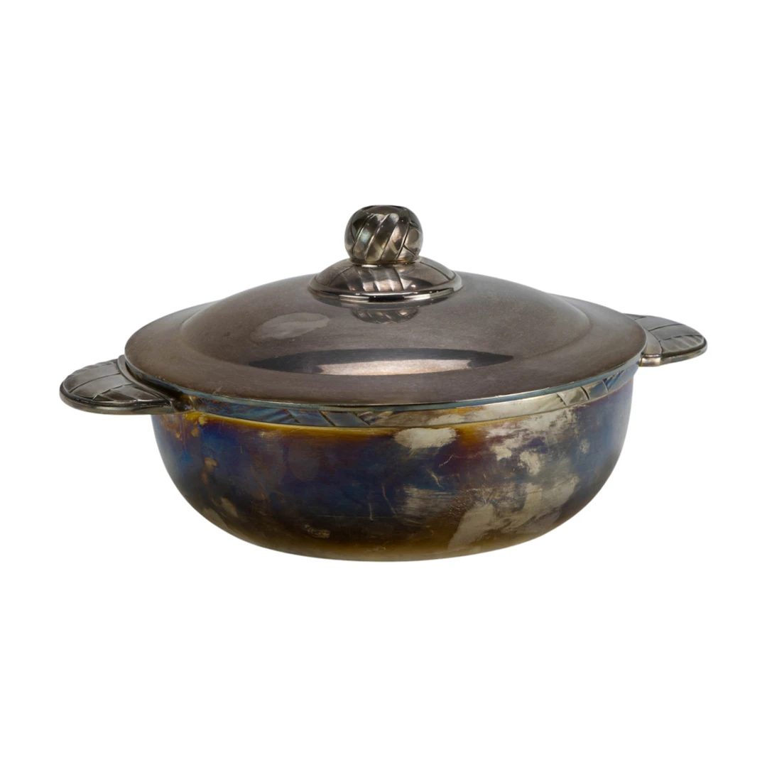 A French Art Deco silver plated covered serving bowl, Maison Ercuis