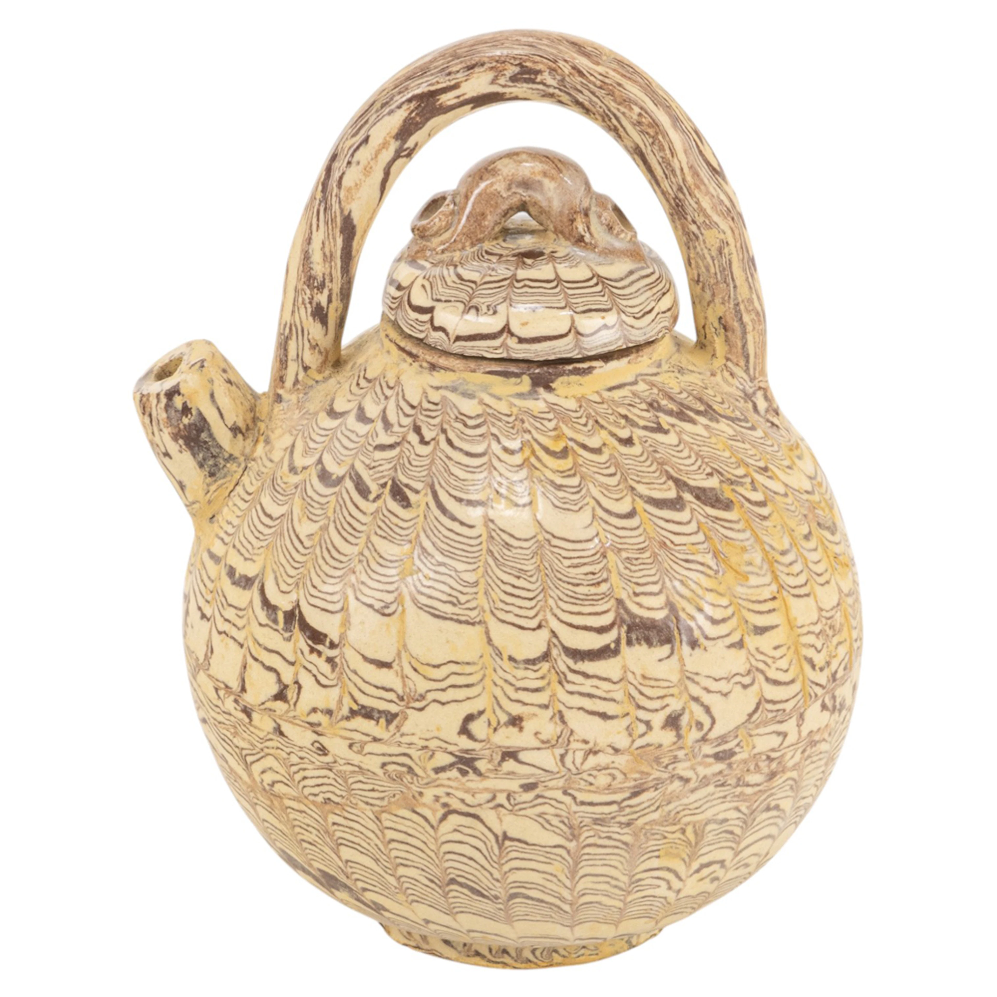 A Chinese faux marble glazed stoneware ewer