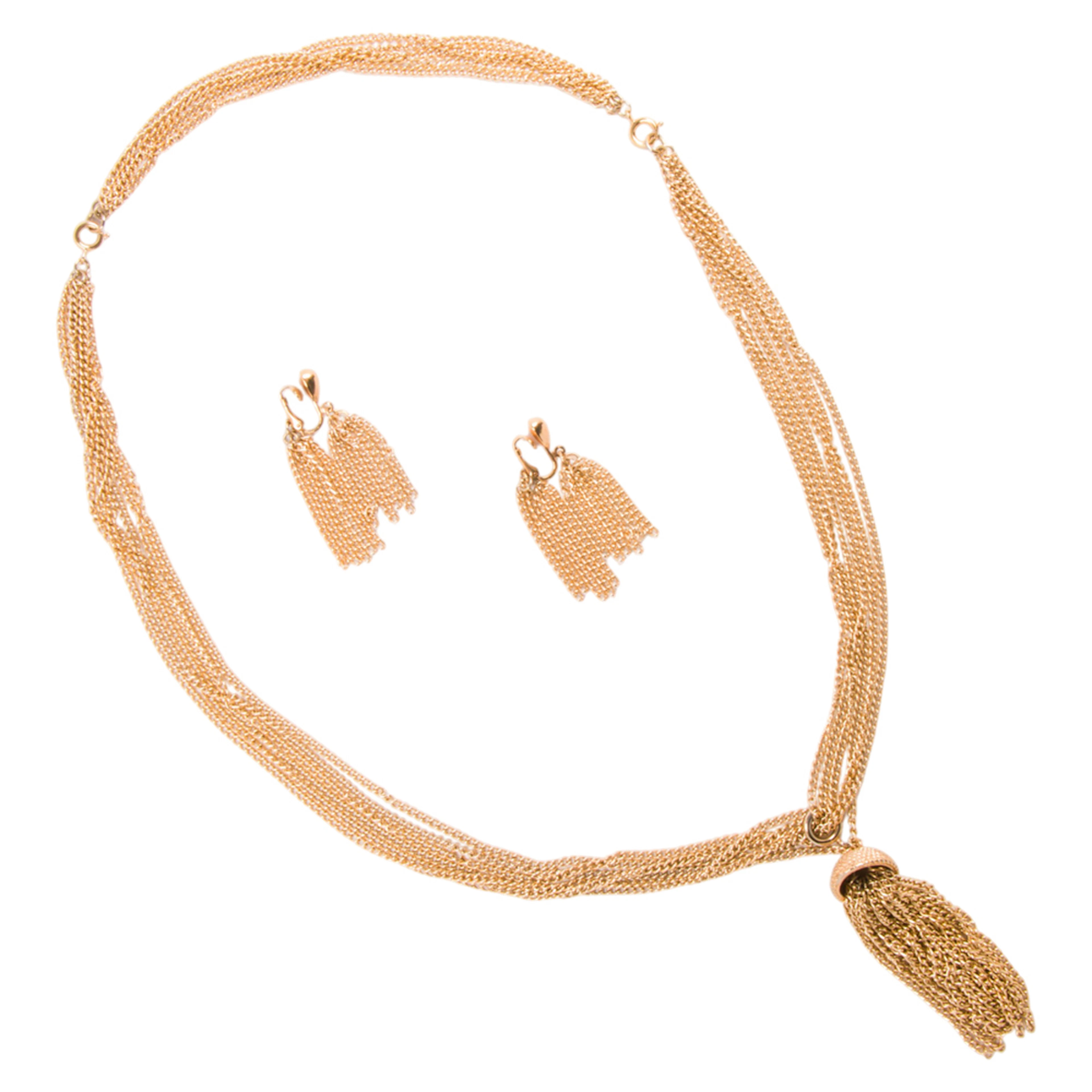 A Sarah Coventry costume chain and ear-clip set