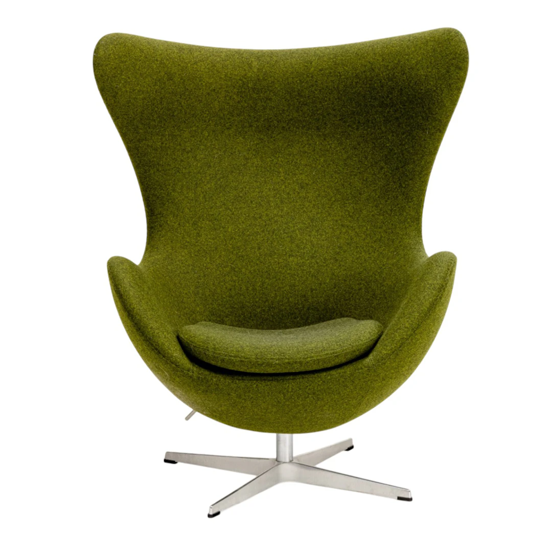 A Fritz Hansen green felt egg chair