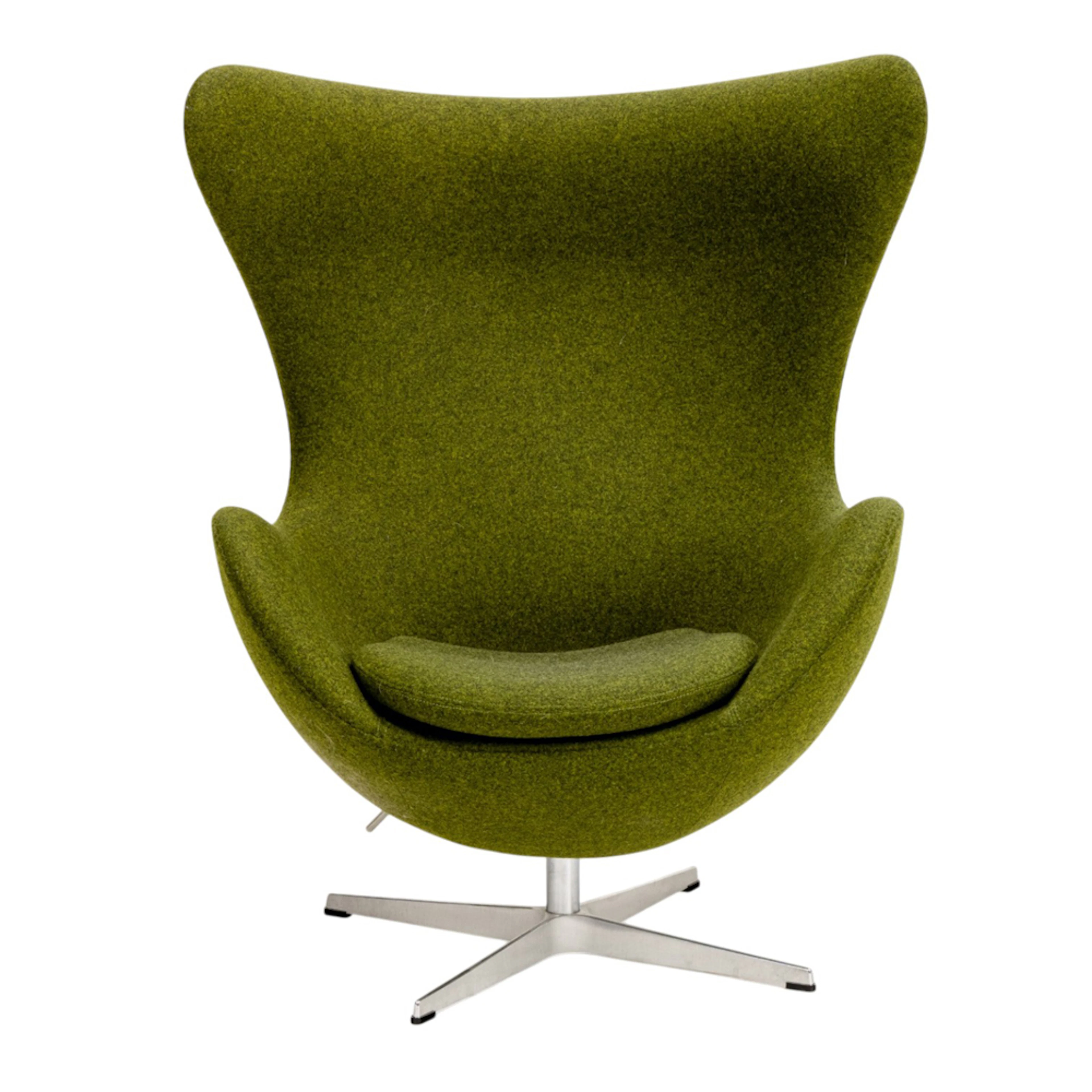 A Fritz Hansen green felt egg chair
