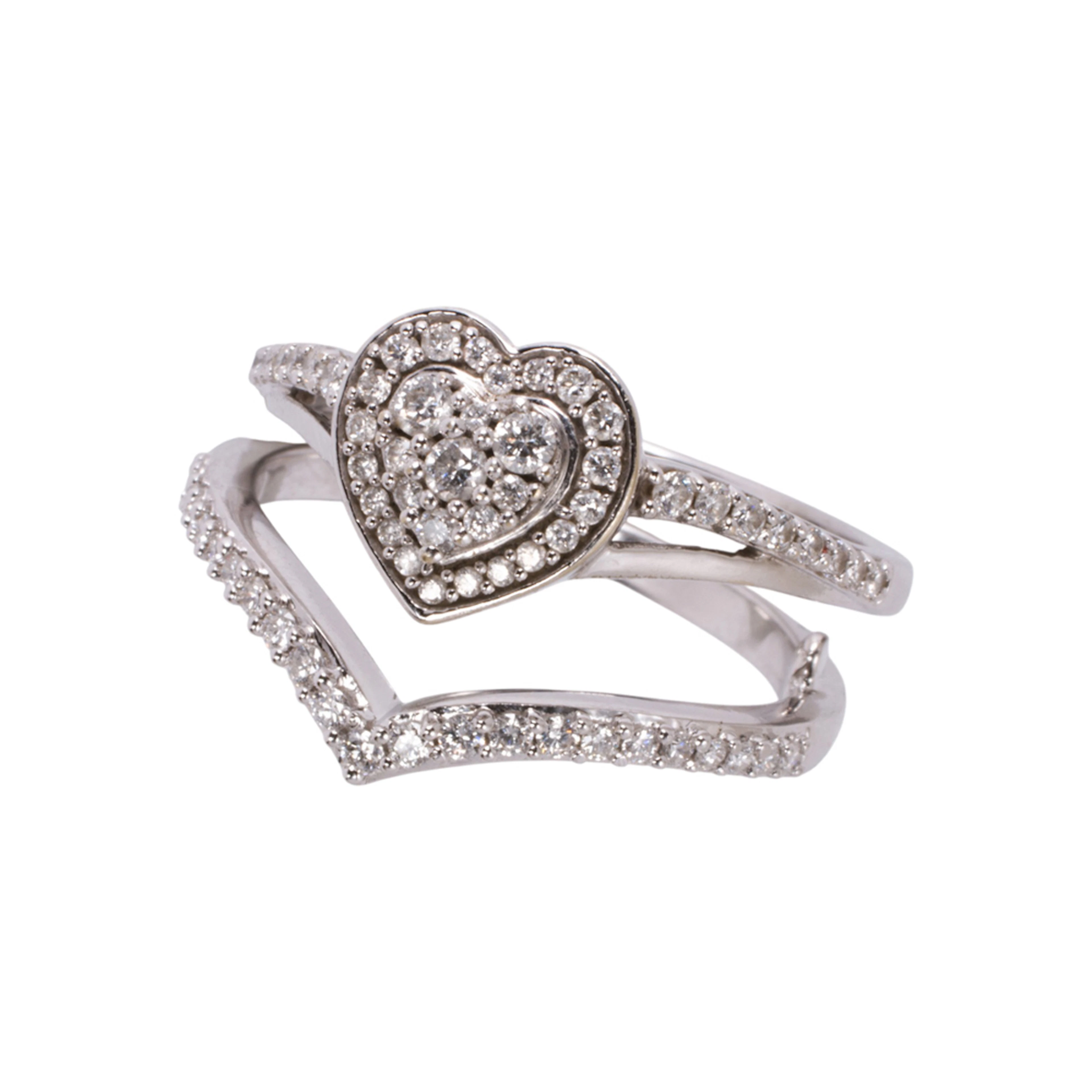 A diamond and 14k white gold ring set
