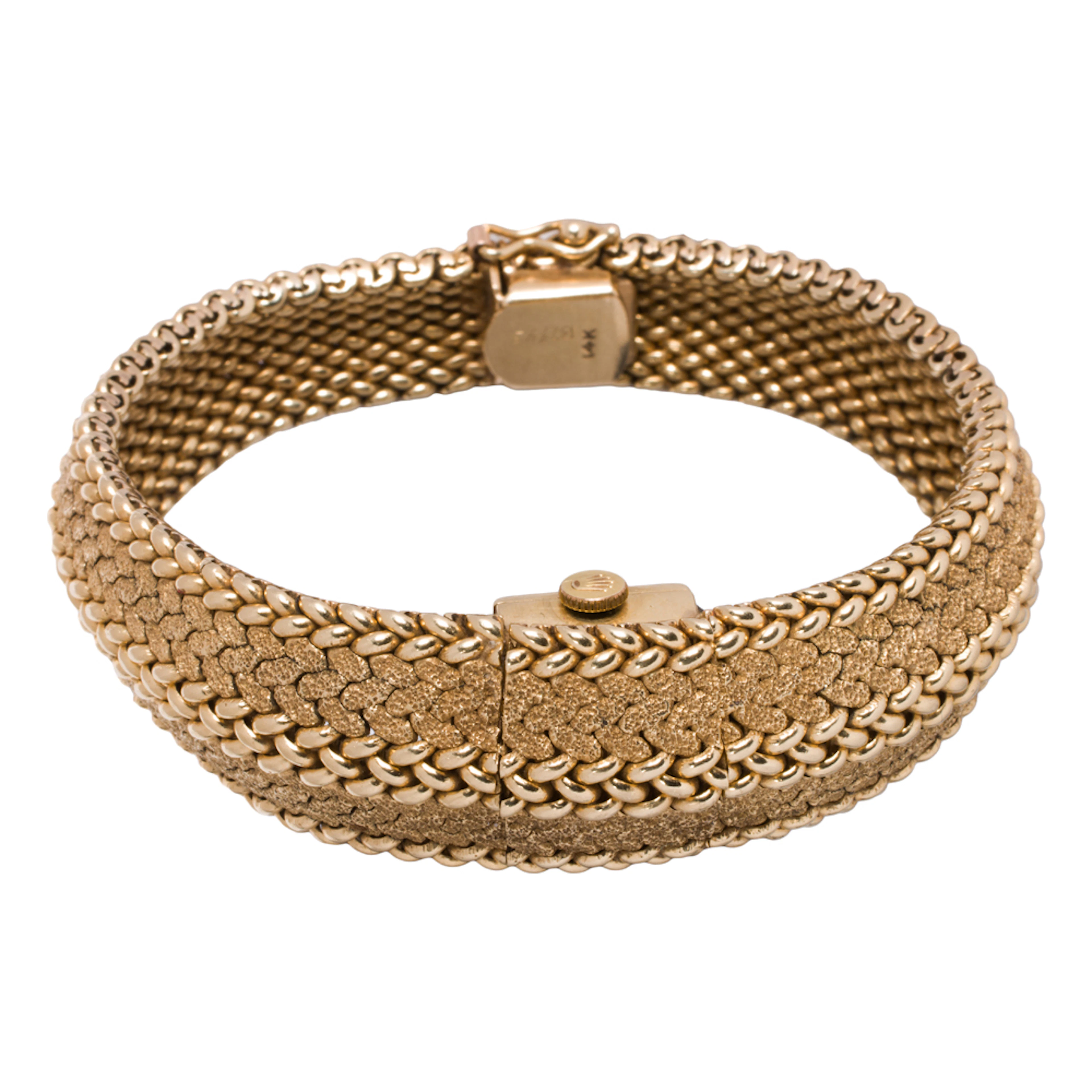A Rolex 14k gold hidden watch bracelet