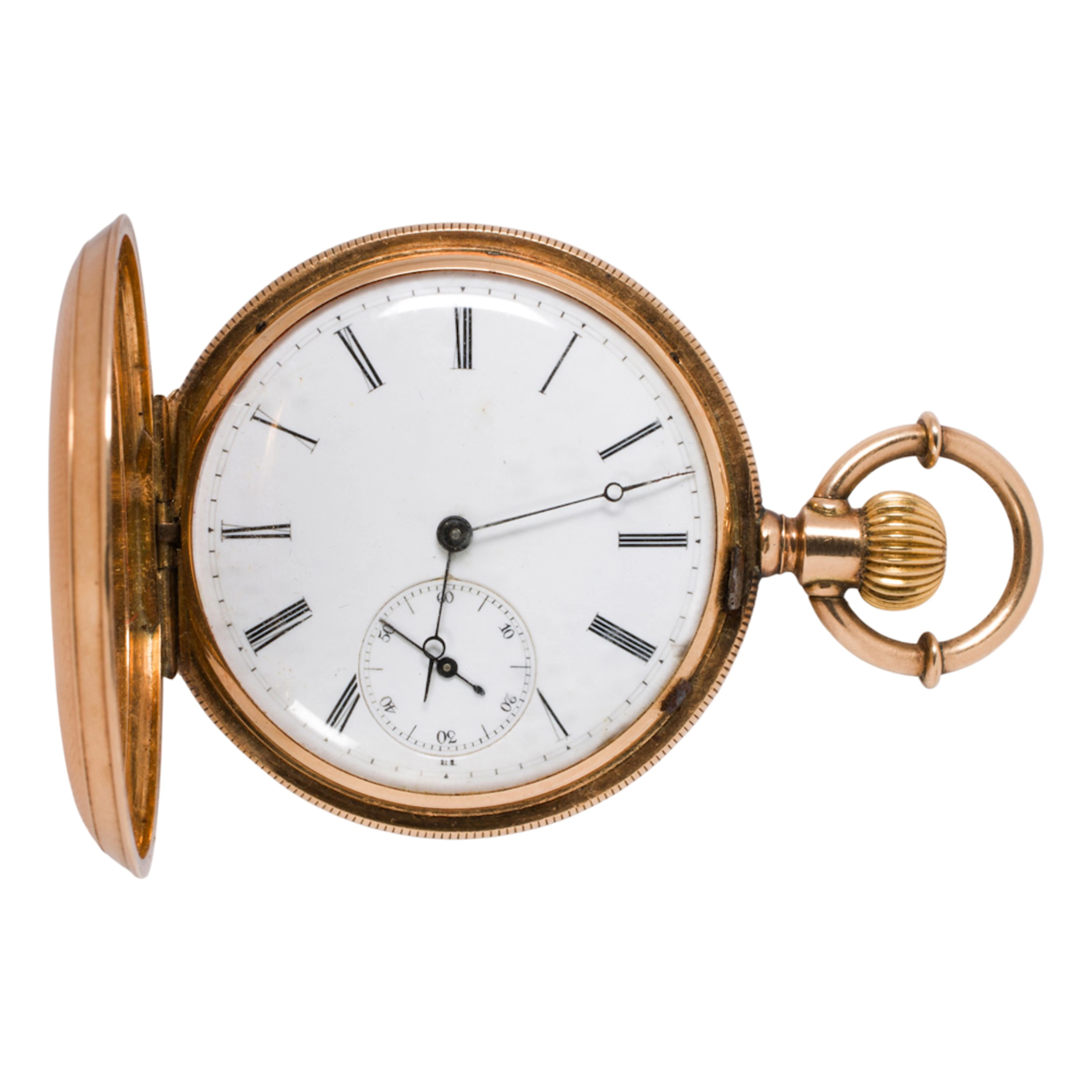 An Agasssie 14k gold pocket watch