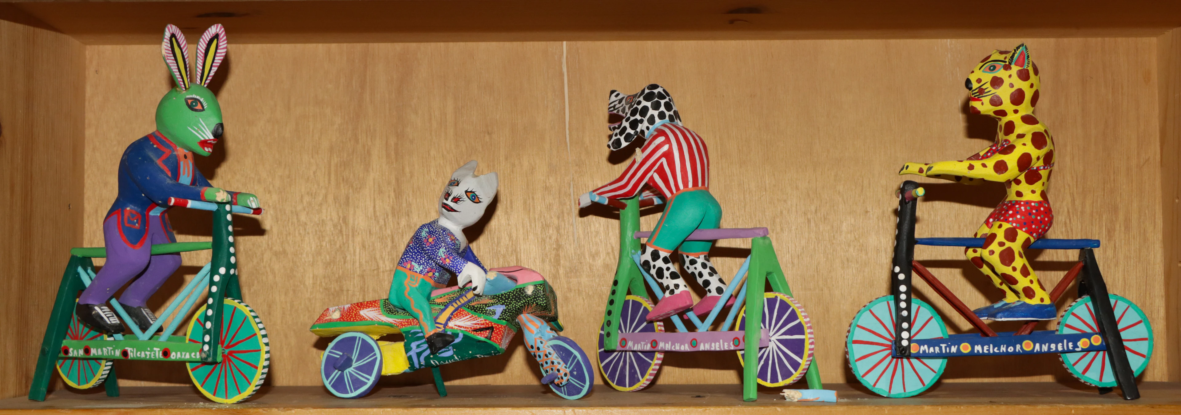 Four Oaxacan painted wood animals