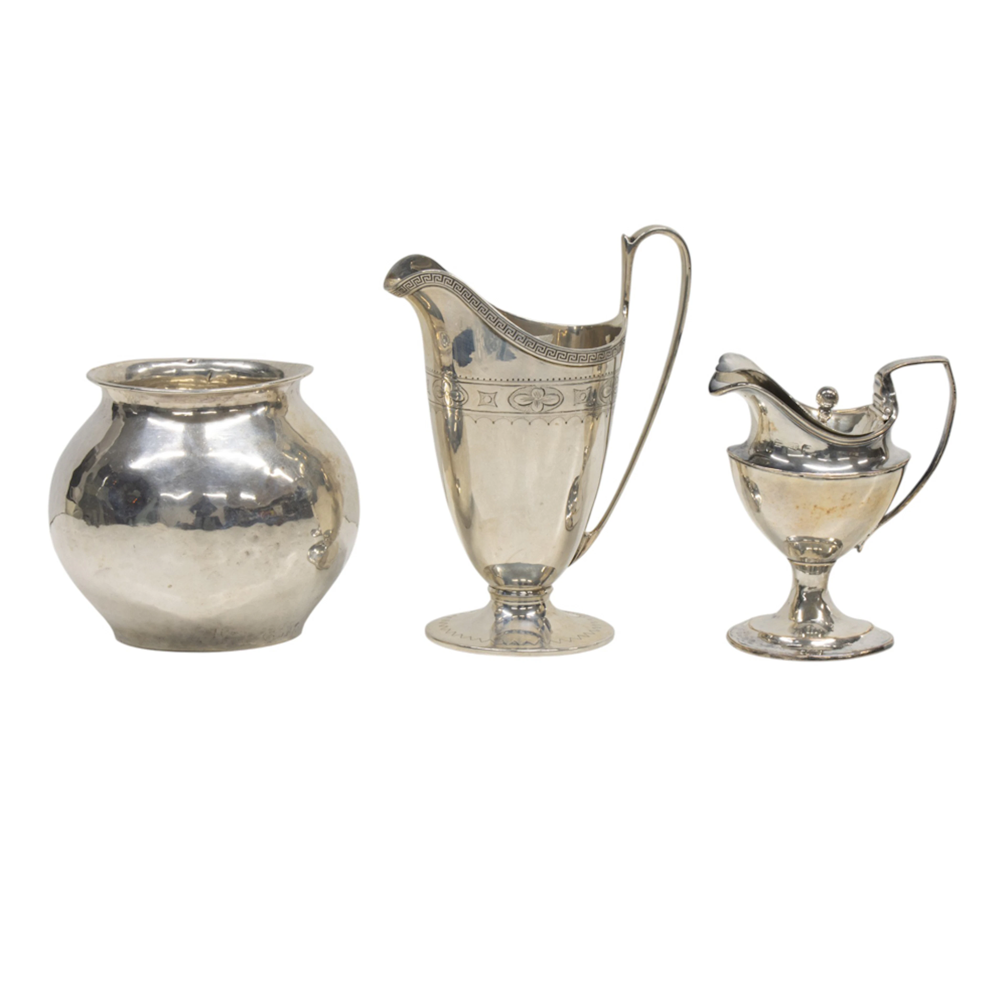 A group of three silver table articles
