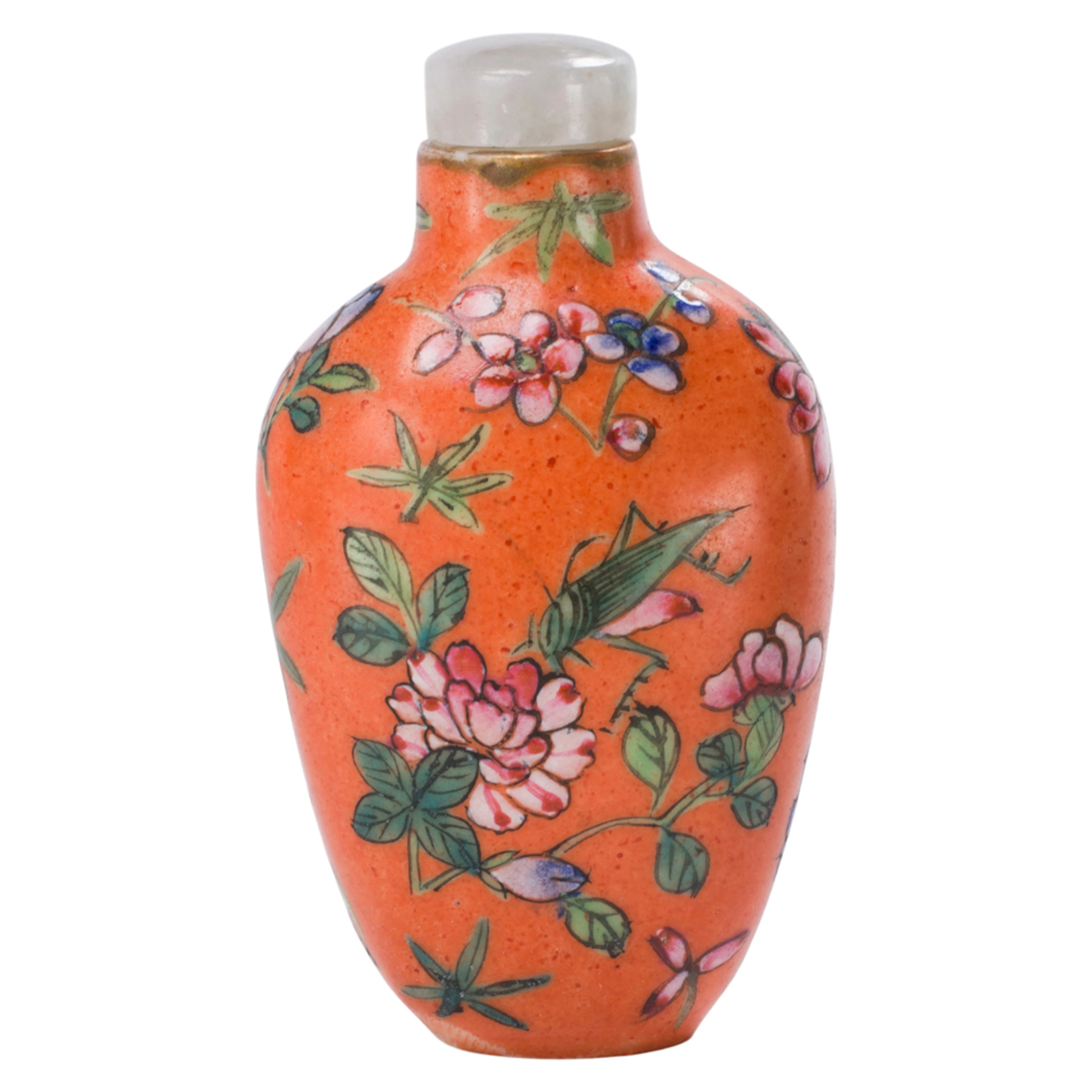 A Chinese famille rose coral ground snuff bottle