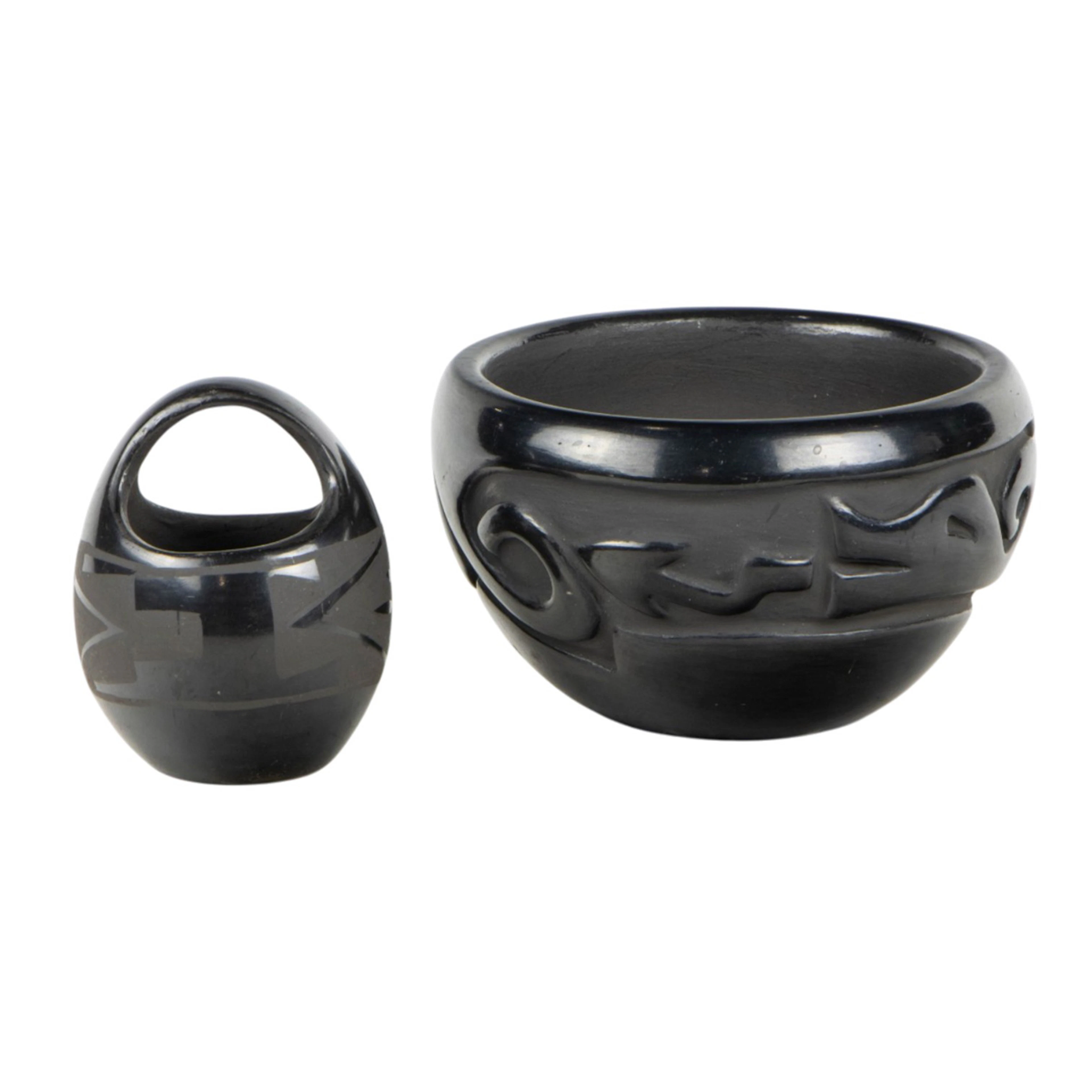 Two Southwest Pueblo blackware vessels