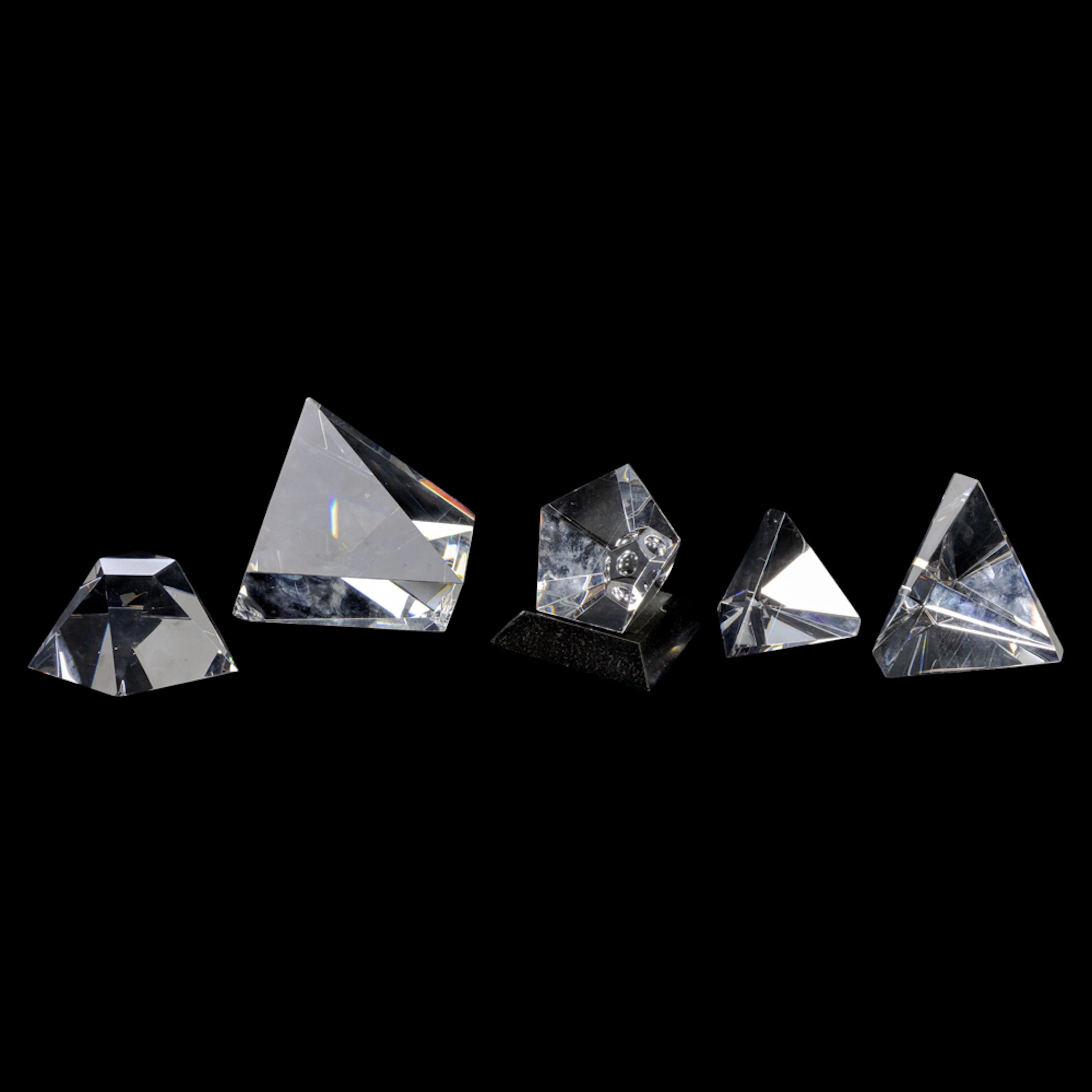 Five Steuben cut glass prisms