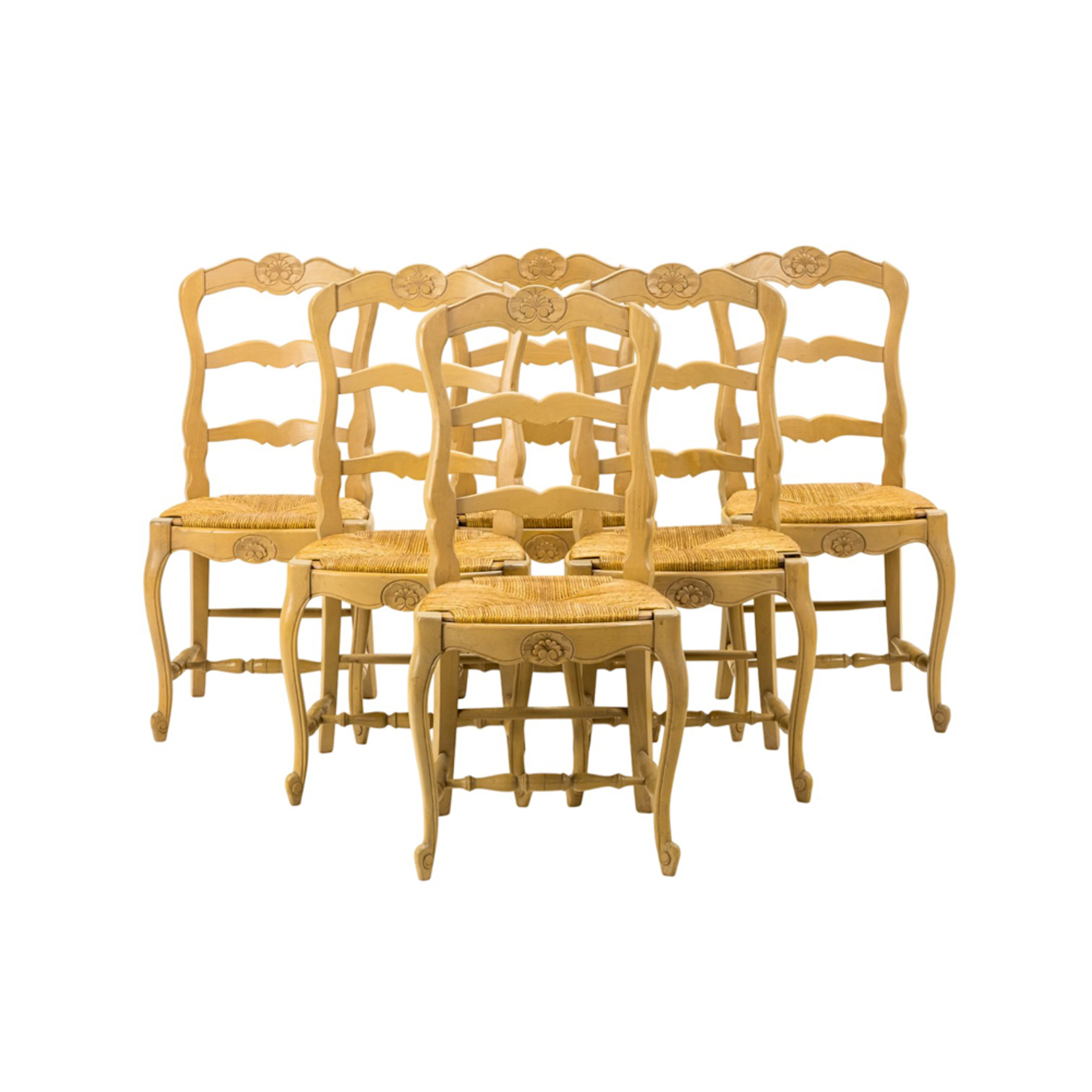 A set of six French country chairs