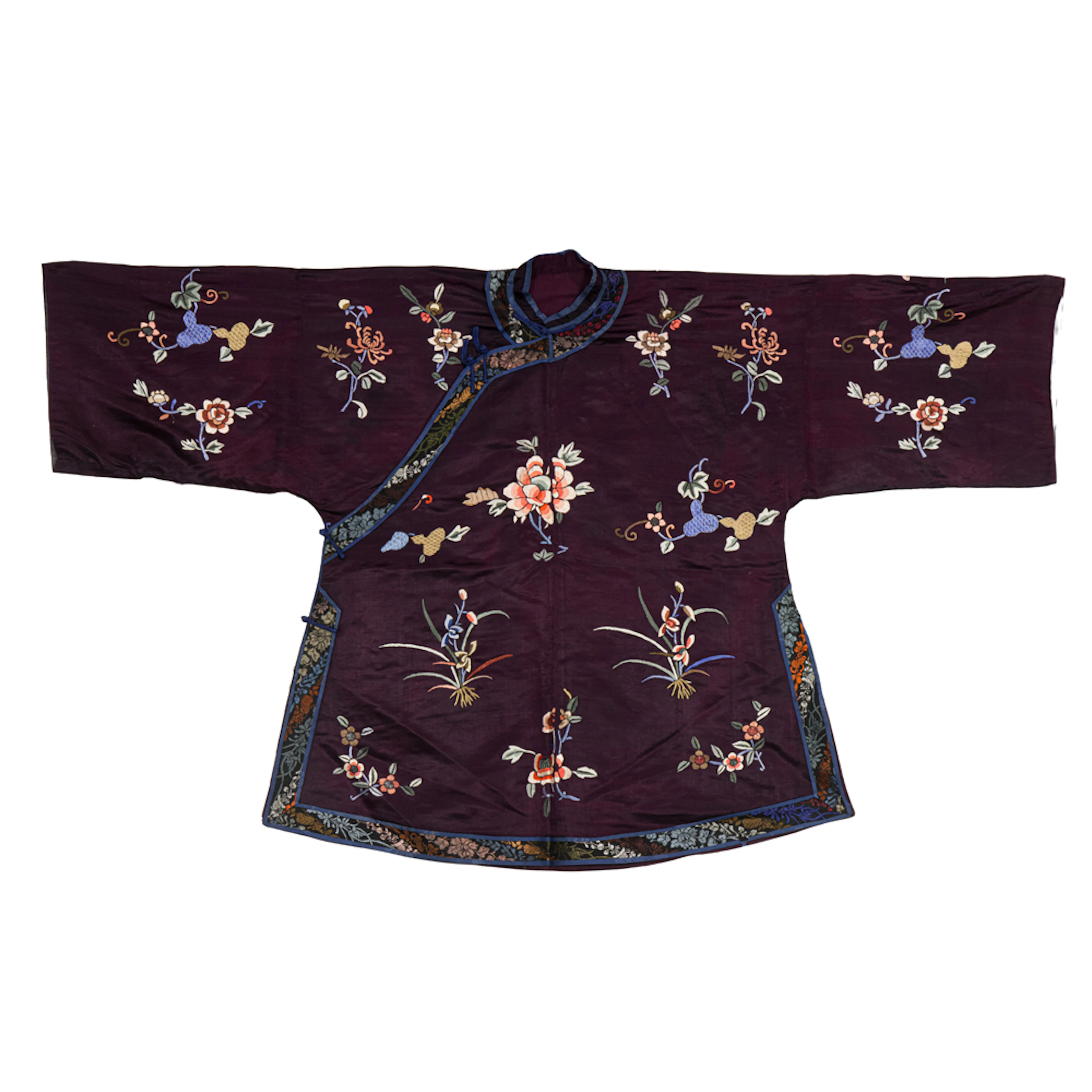 A Chinese embroidered lady's purple ground jacket