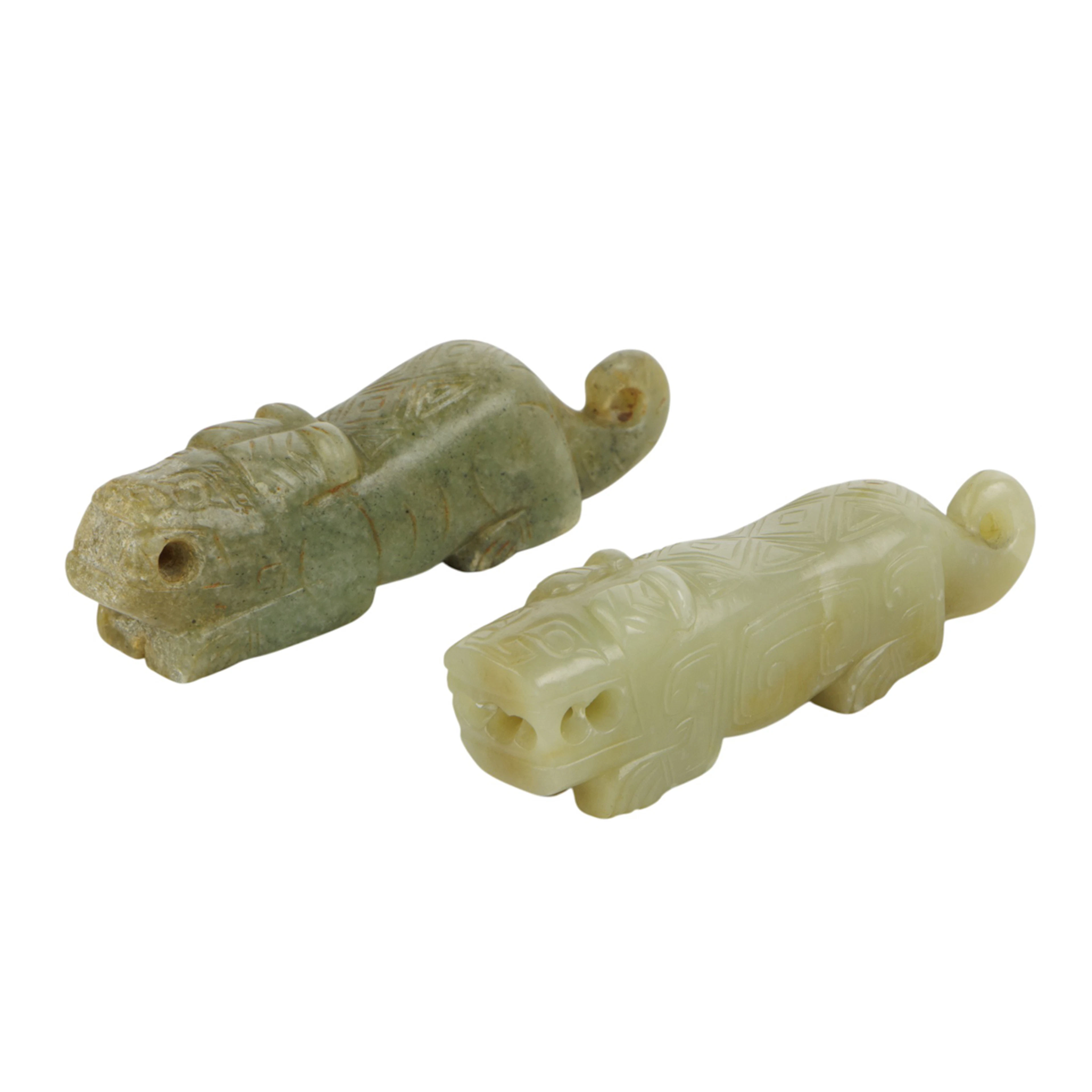 (lot of 2) Chinese jade tiger figures