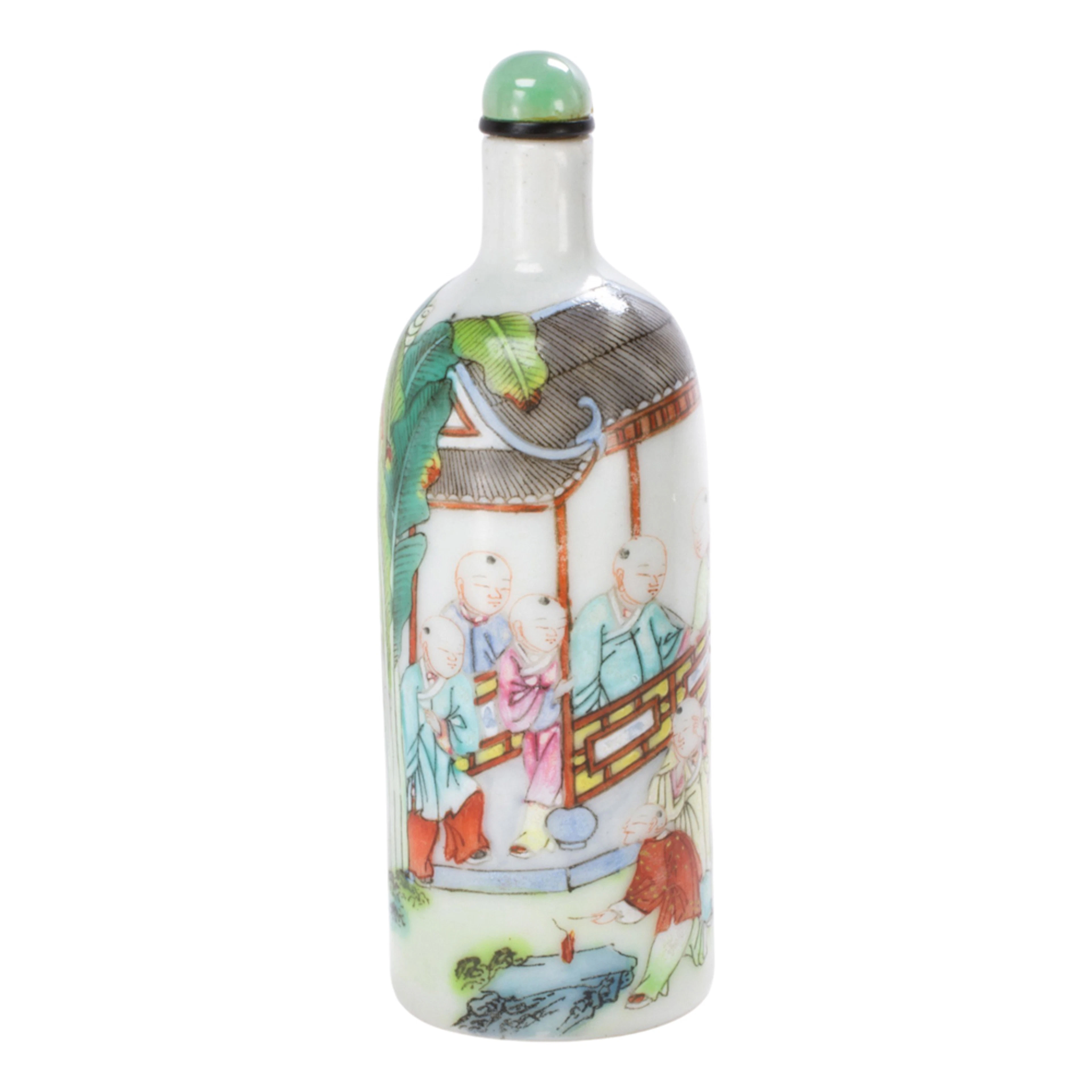 A Chinese famille rose 'boys' snuff bottle