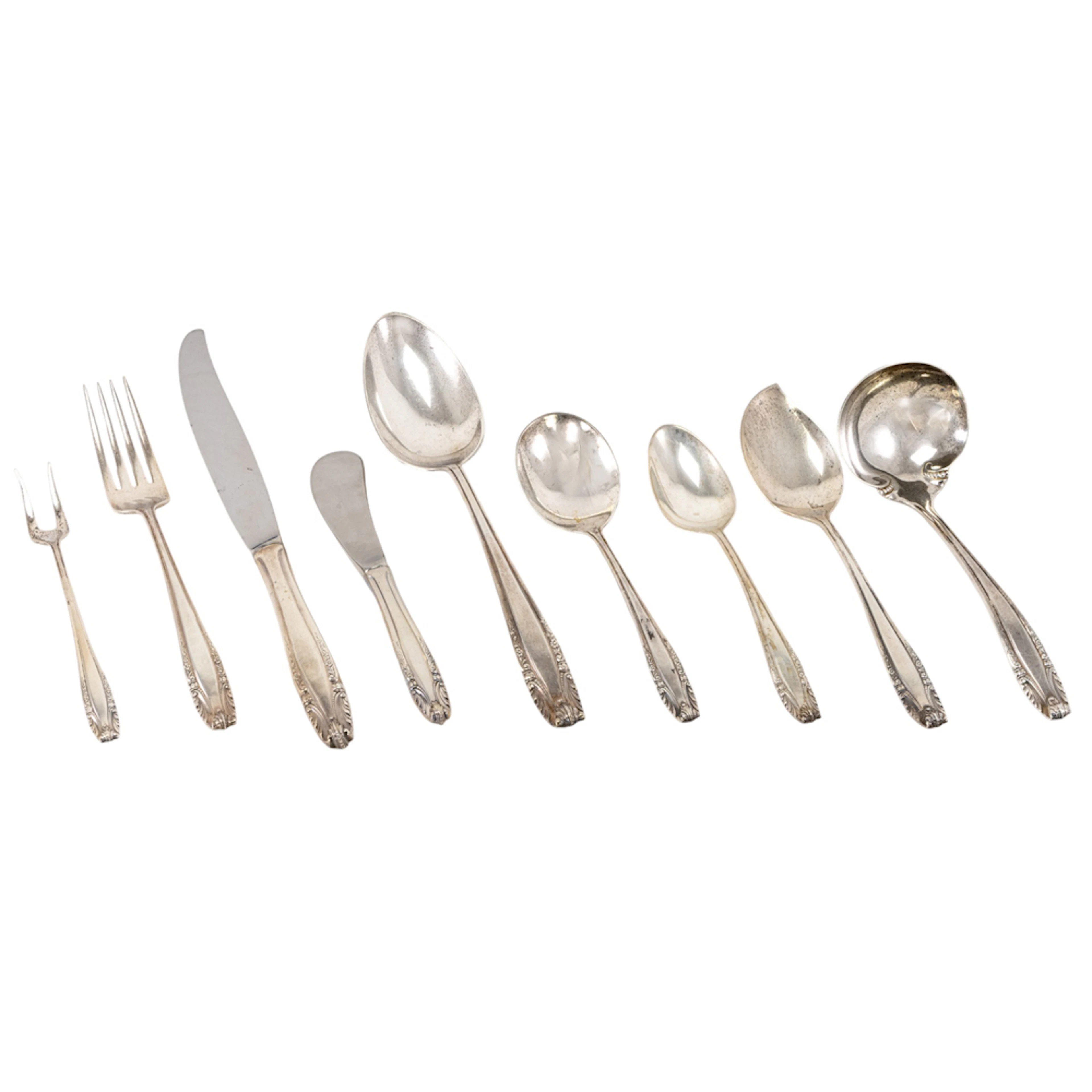 A sterling flatware set, Wallace Silversmiths, Wallingford, CT, Stradivari