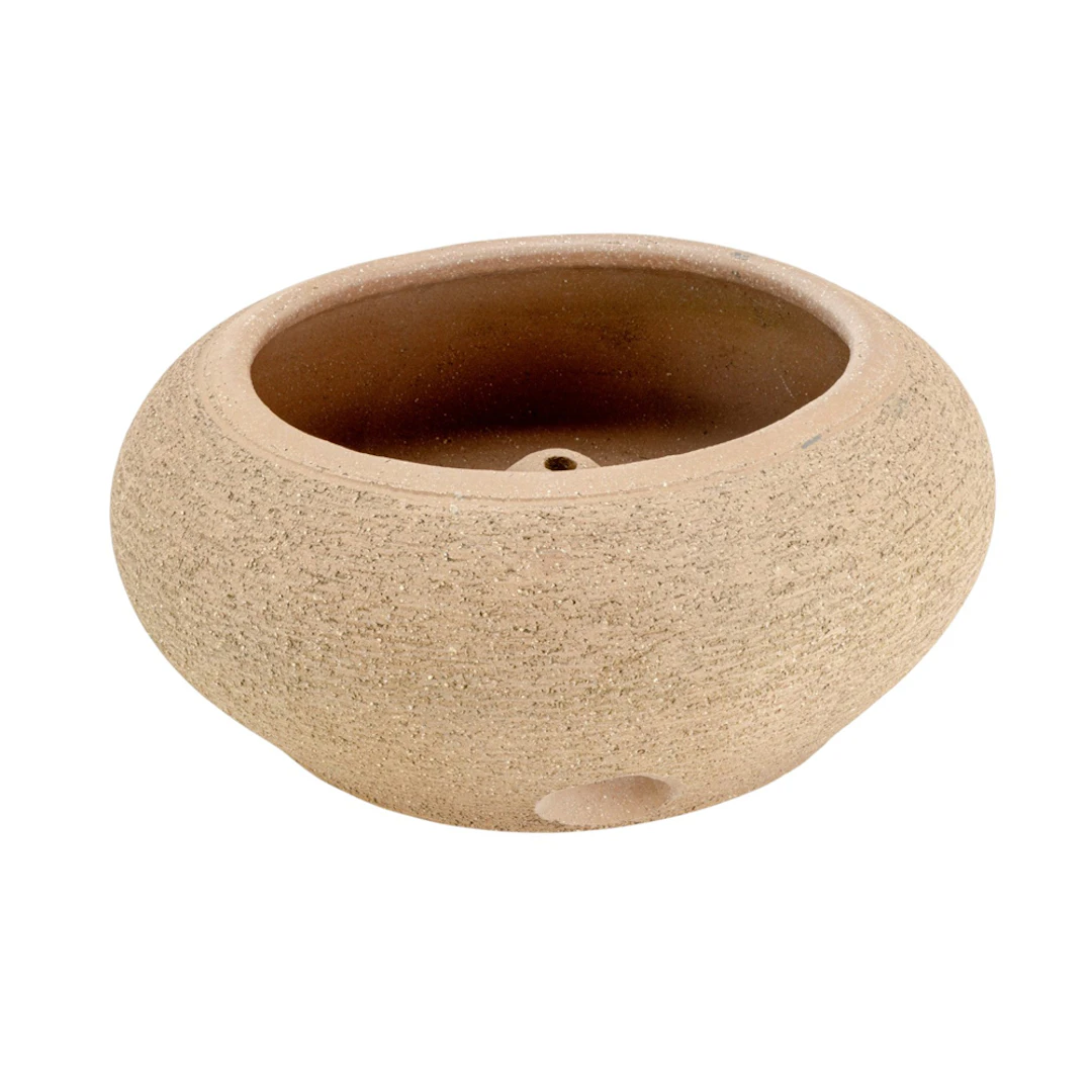 A Stan Bitters for Hans Sumpf terracotta hose pot, signed, 9"h x 18.5"dia