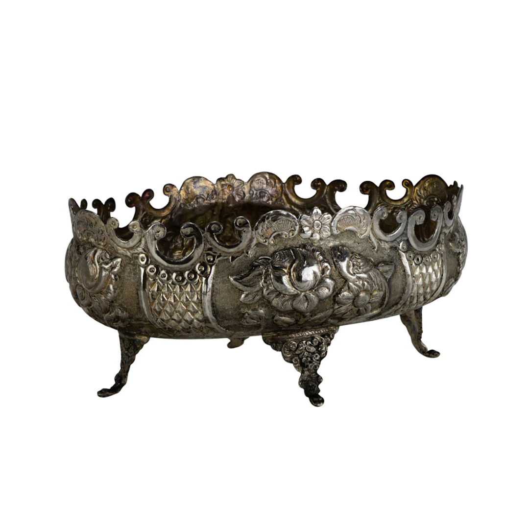 An Iranian silver plated repousse bowl