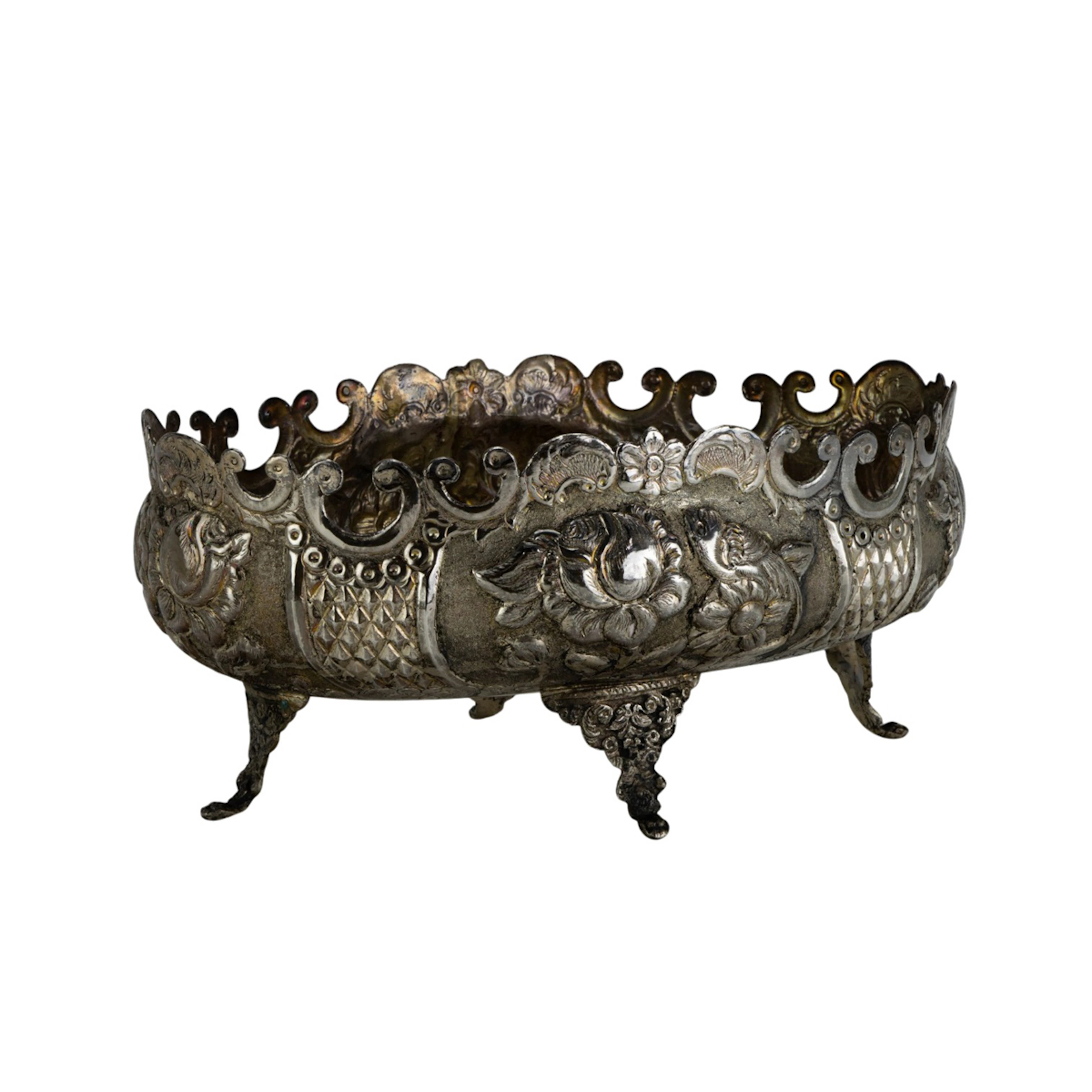 An Iranian silver plated repousse bowl