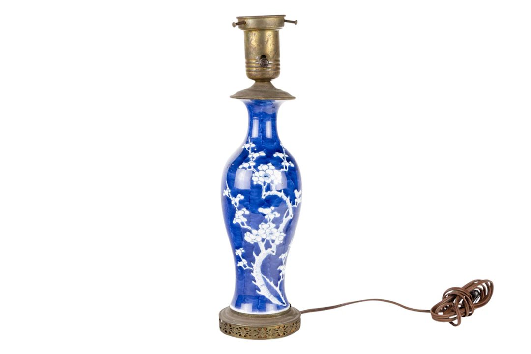 A Chinese blue and white lamp
