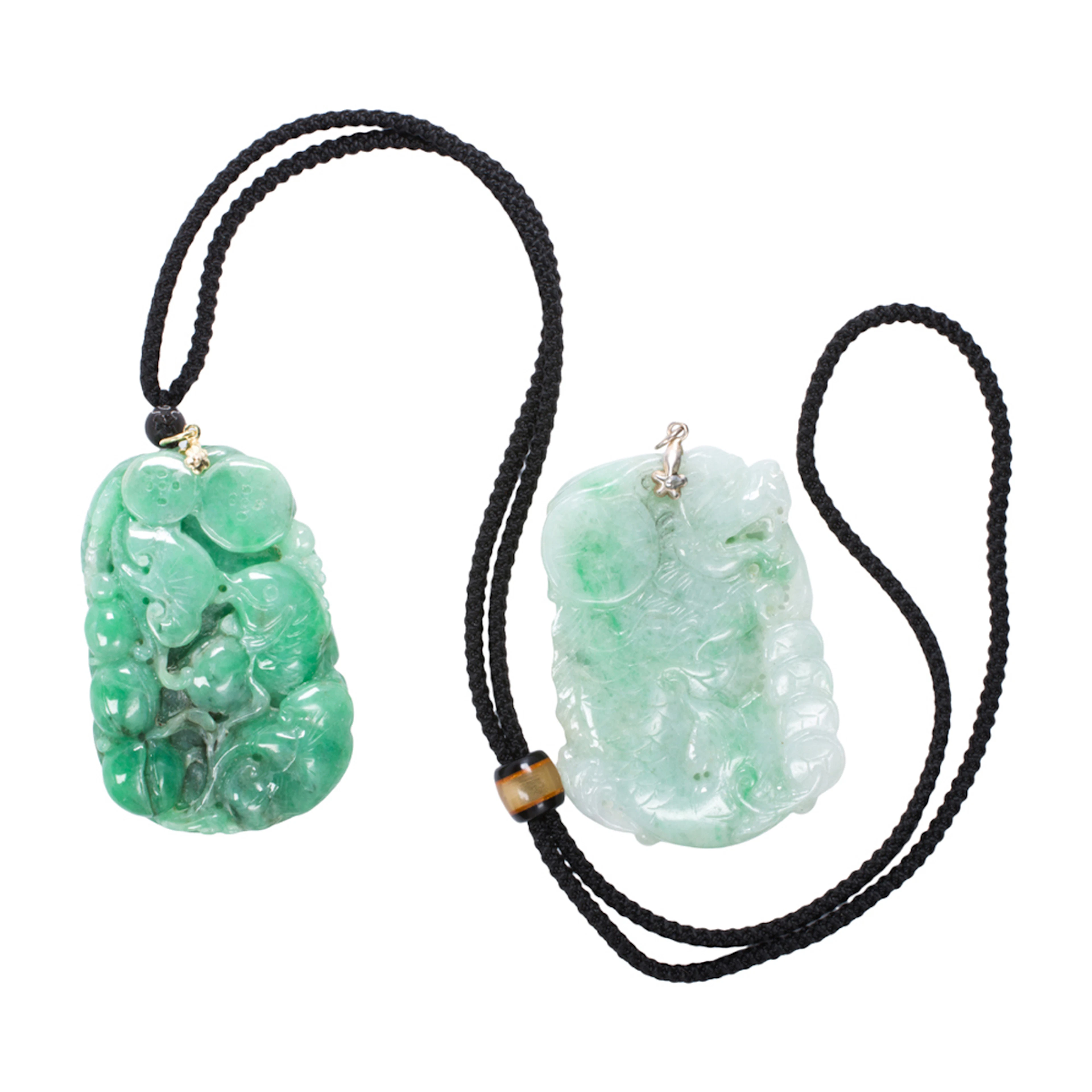 (lot of 2) Chinese green jadeite pendants