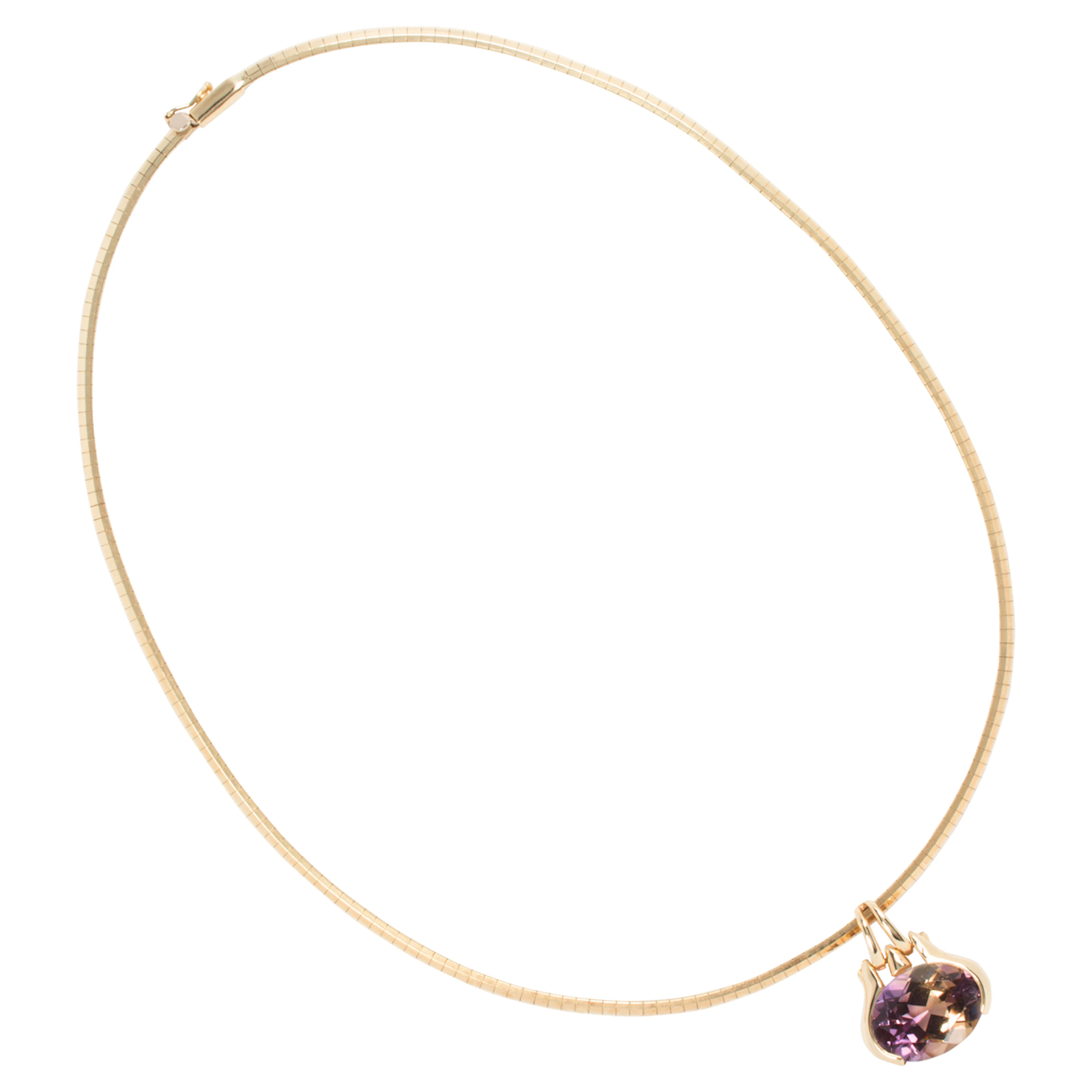 An ametrine and 14k gold slide necklace