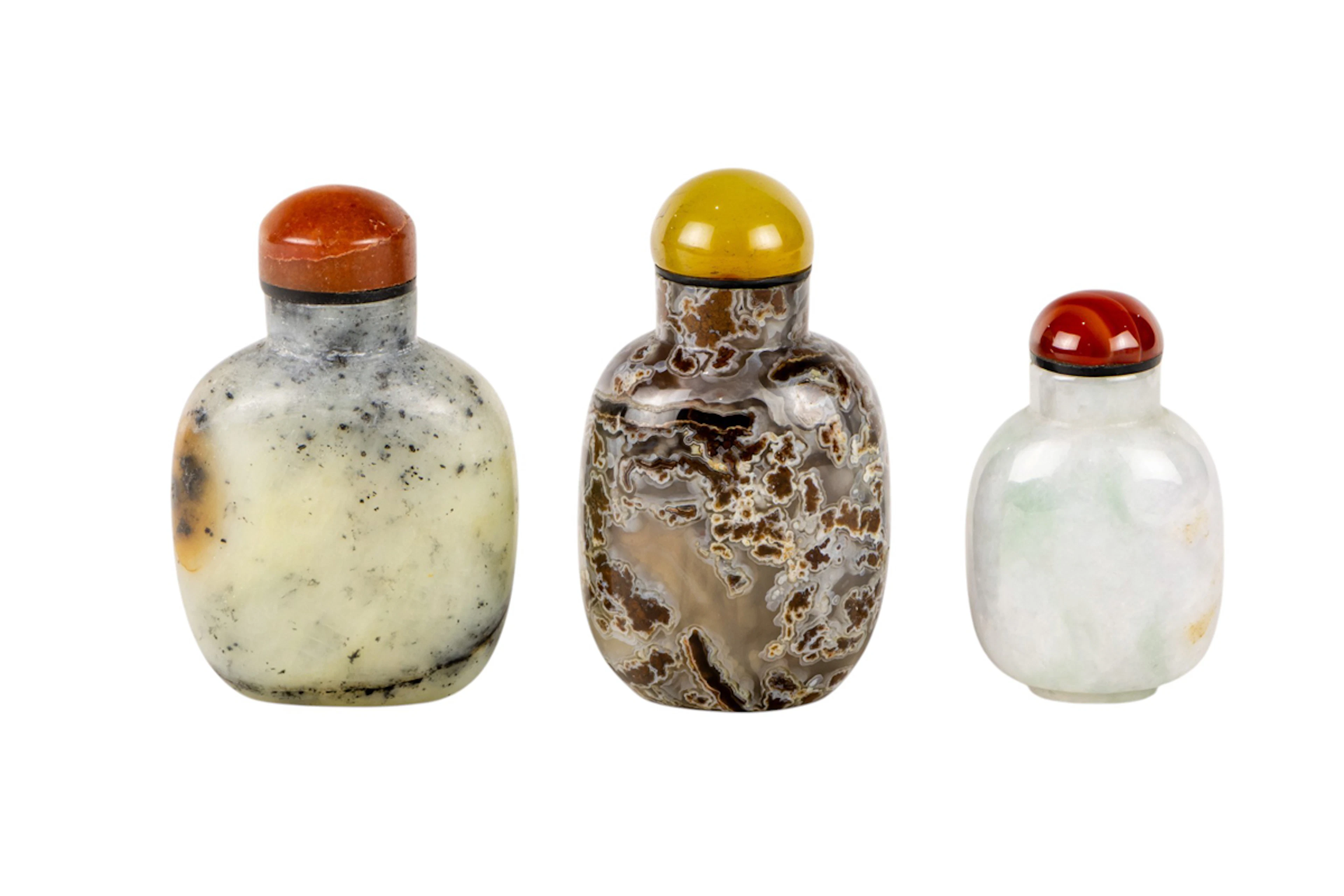 (lot of 3) Chinese hardstone snuff bottles