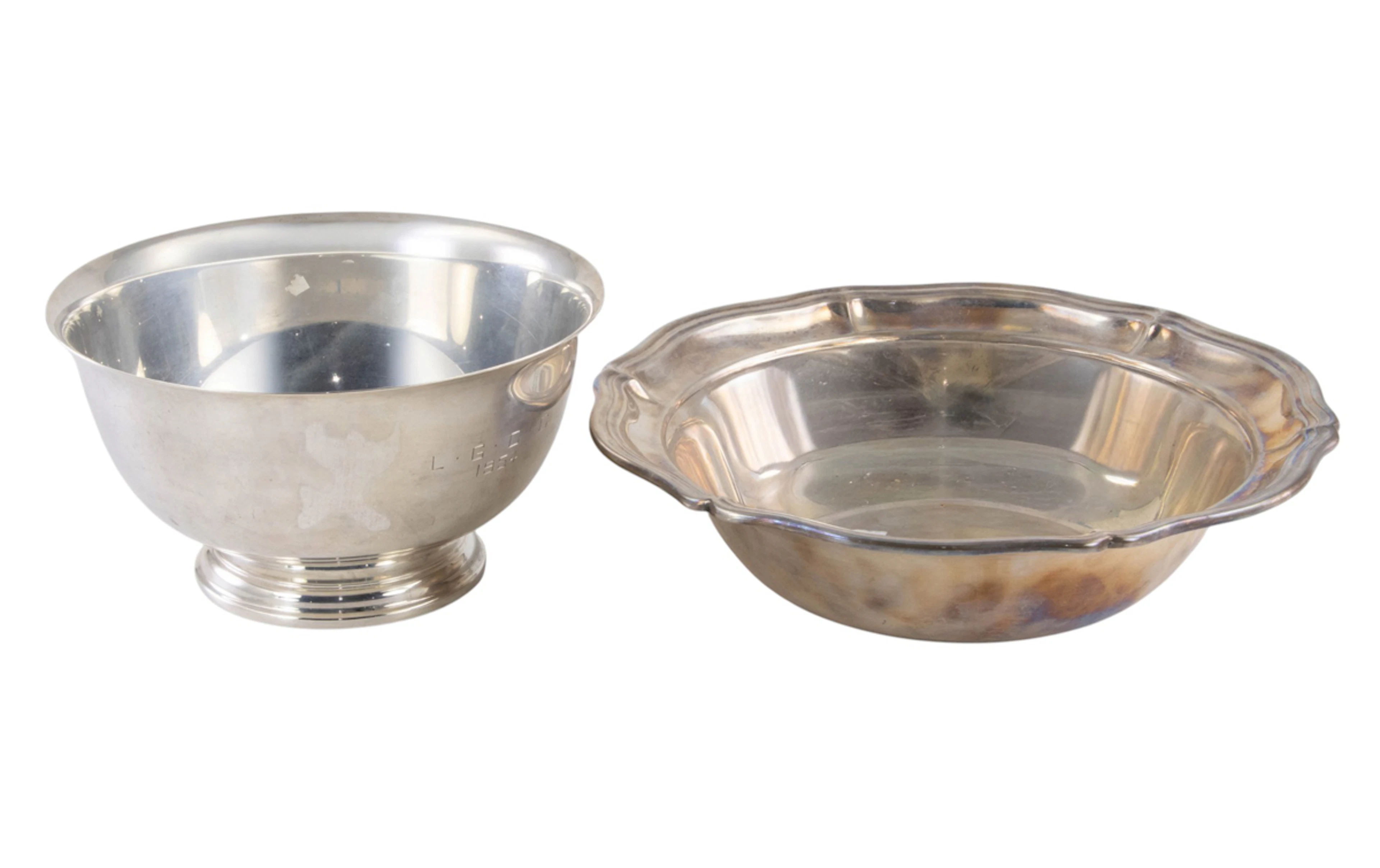 A lot of two sterling bowls