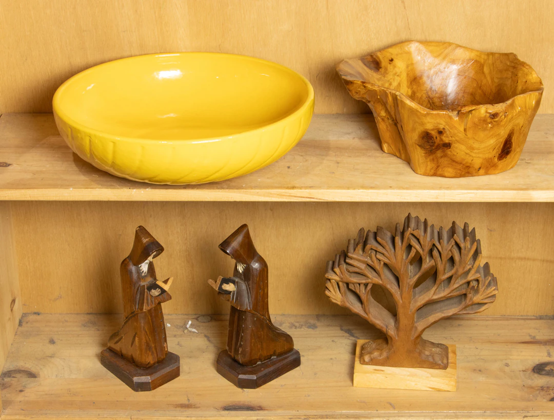 An assembled group of mainly wood work