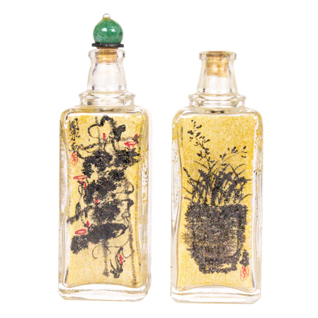 (lot of 2) Chinese inside painted glass snuff bottles