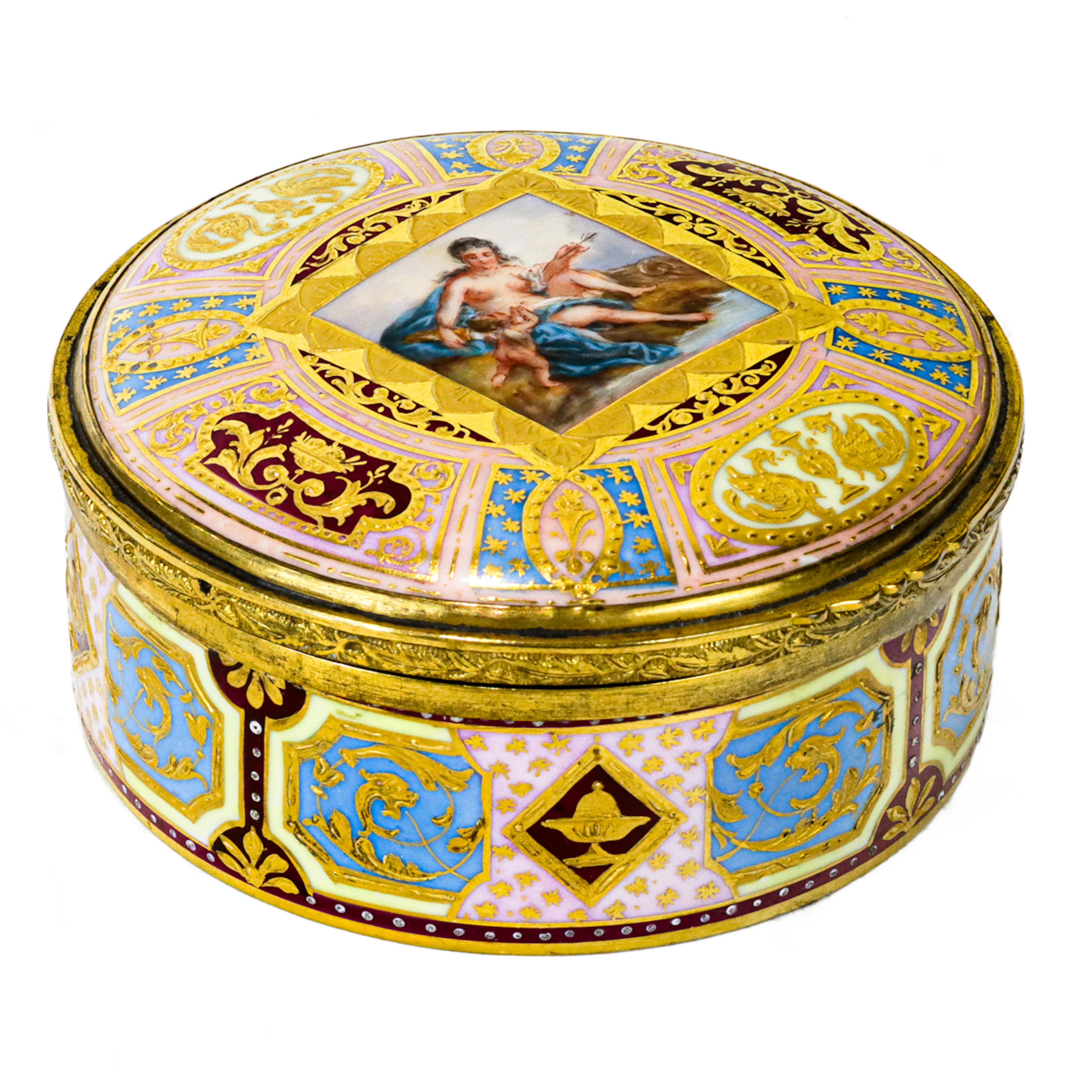 A Vienna style porcelain gilt bronze mounted dresser box
