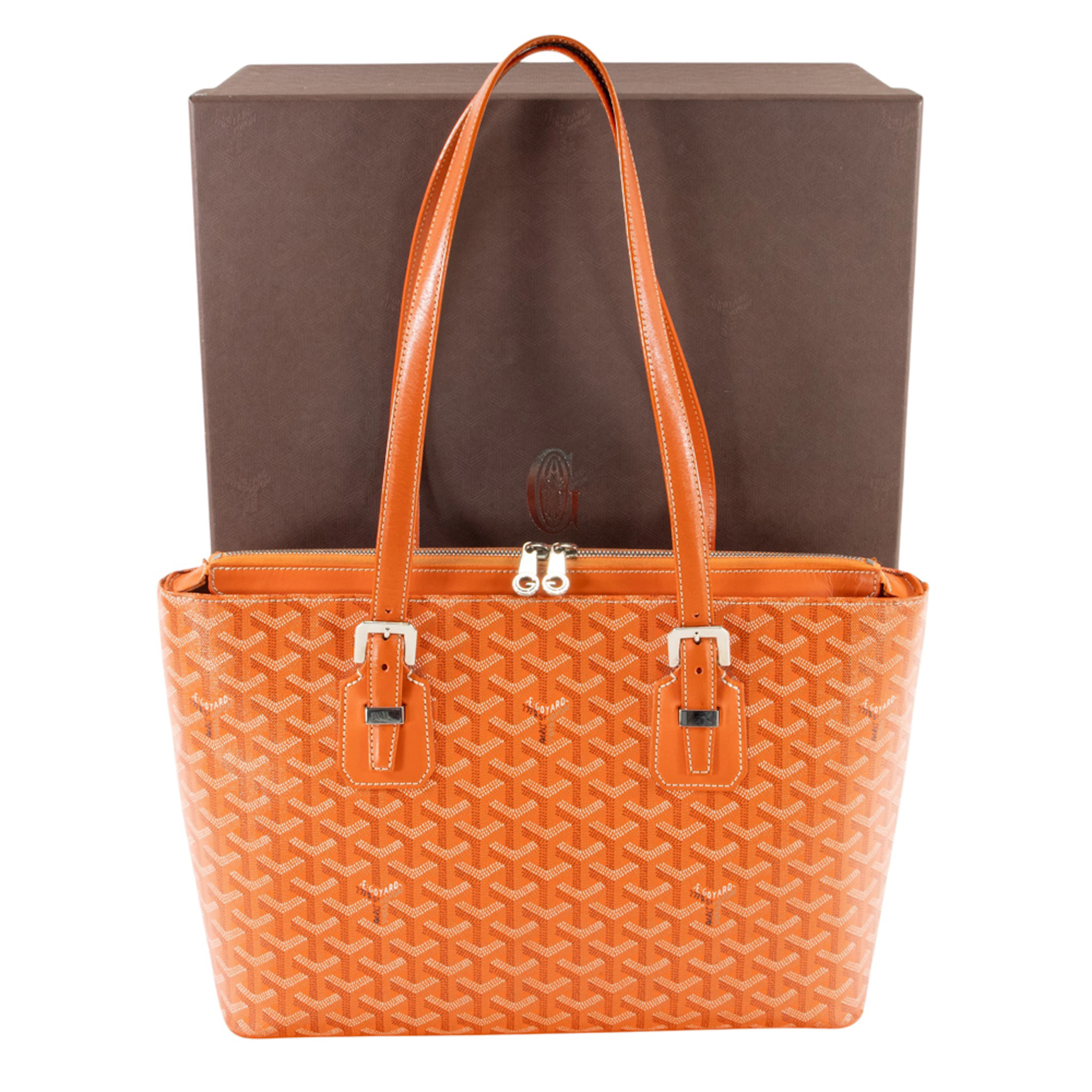 A Goyard orange Goyardine coated canvas Marie-Galante MM shoulder bag