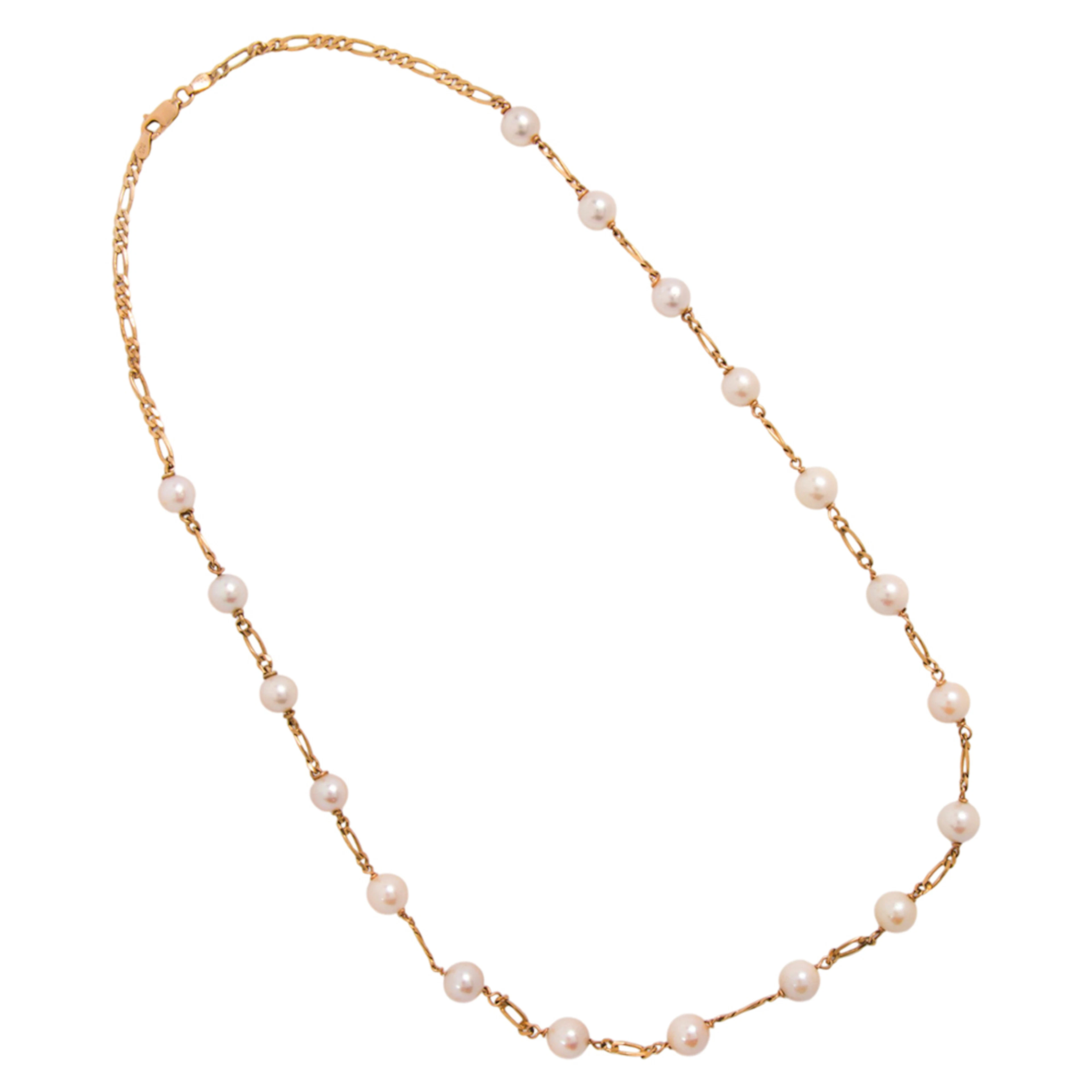 A cultured pearl and 14k gold necklace