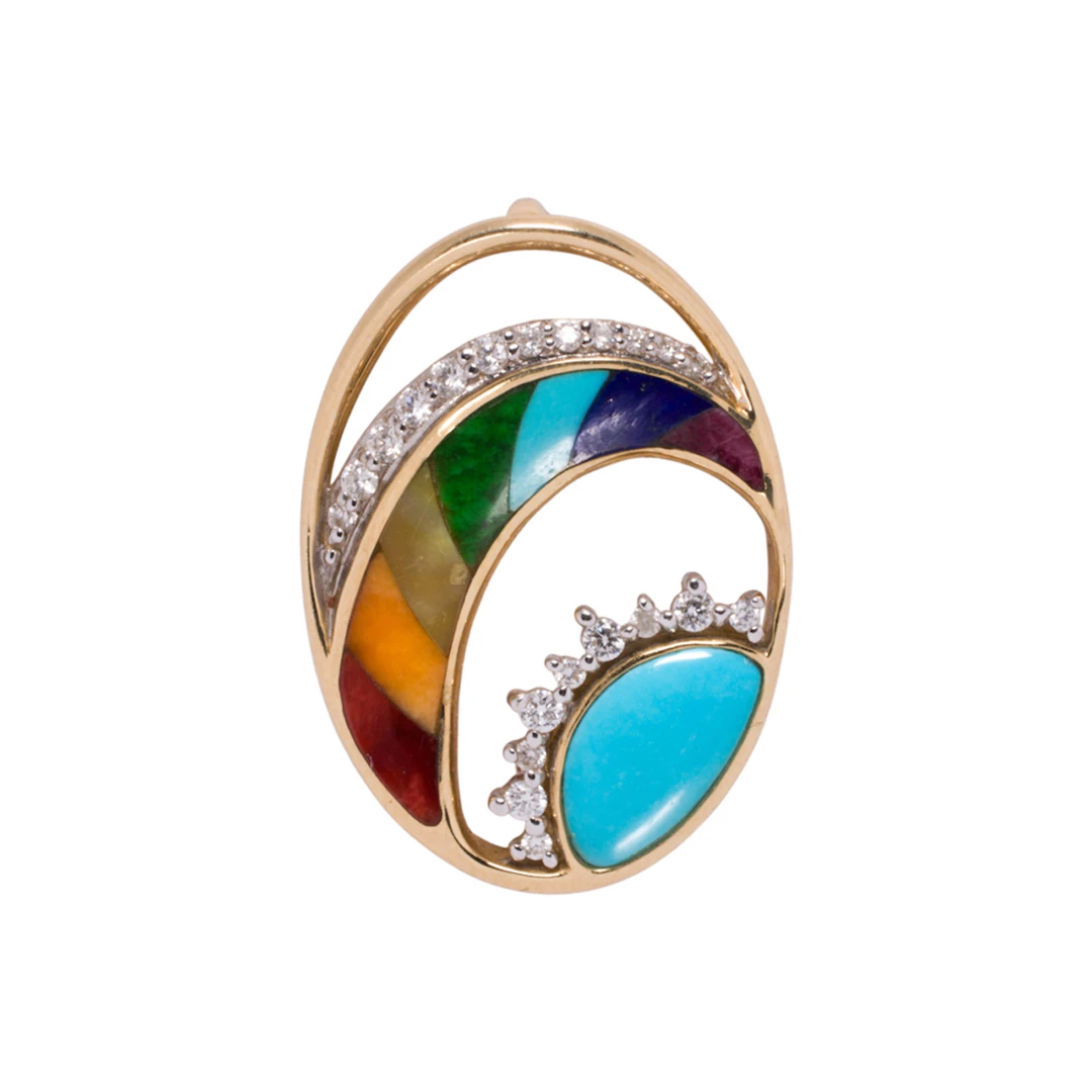 A Na Hoku diamond, hardstone, and 14k gold pendant