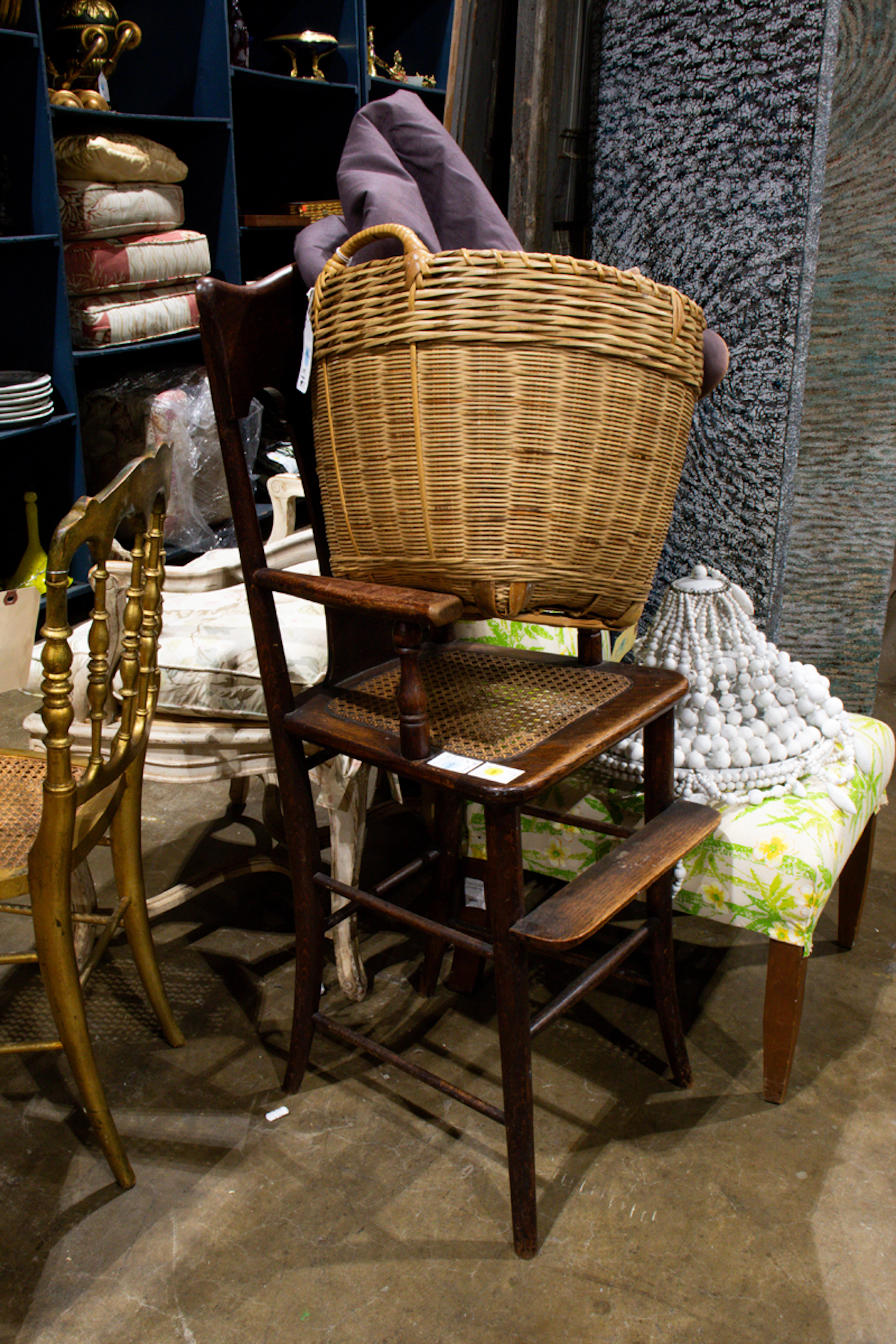 An assembeled group of furniture and decorations