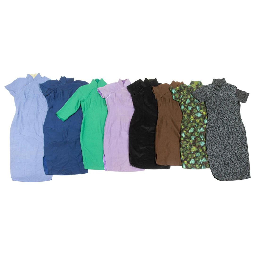 (lot of 7) Chinese wool cheongsam dresses