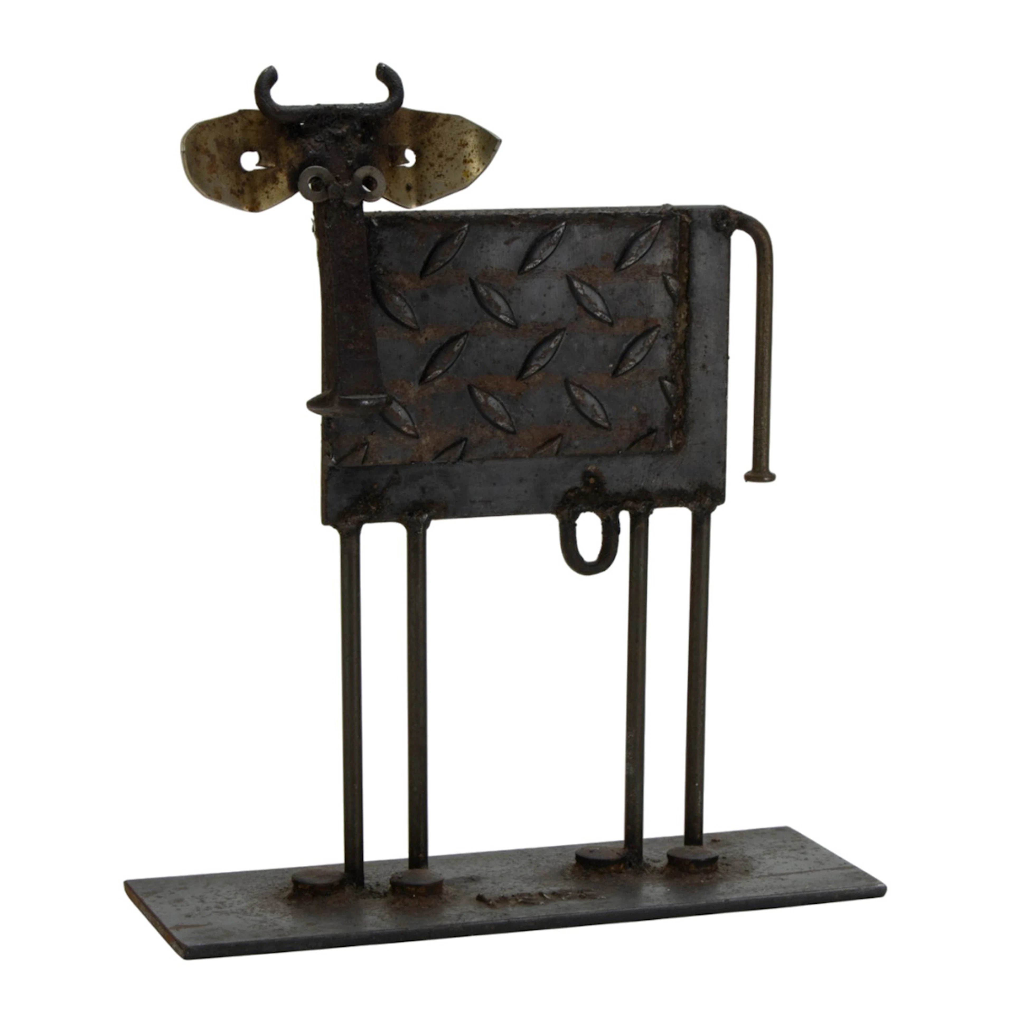 A Bill Heise (1945-2011) welded metal steam punk cow