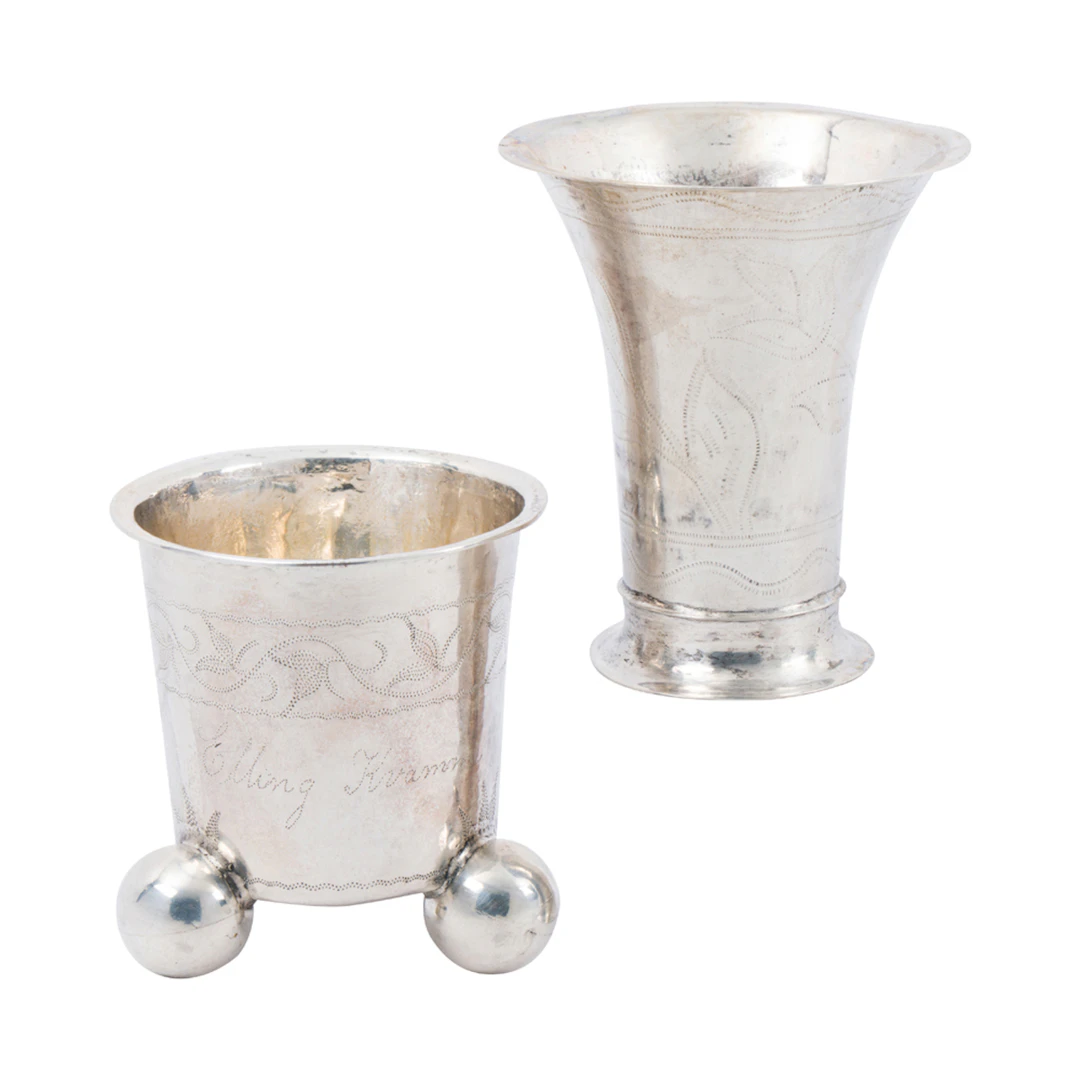 A parcel-gilt coin silver sugar sifting ladle with custom monogram