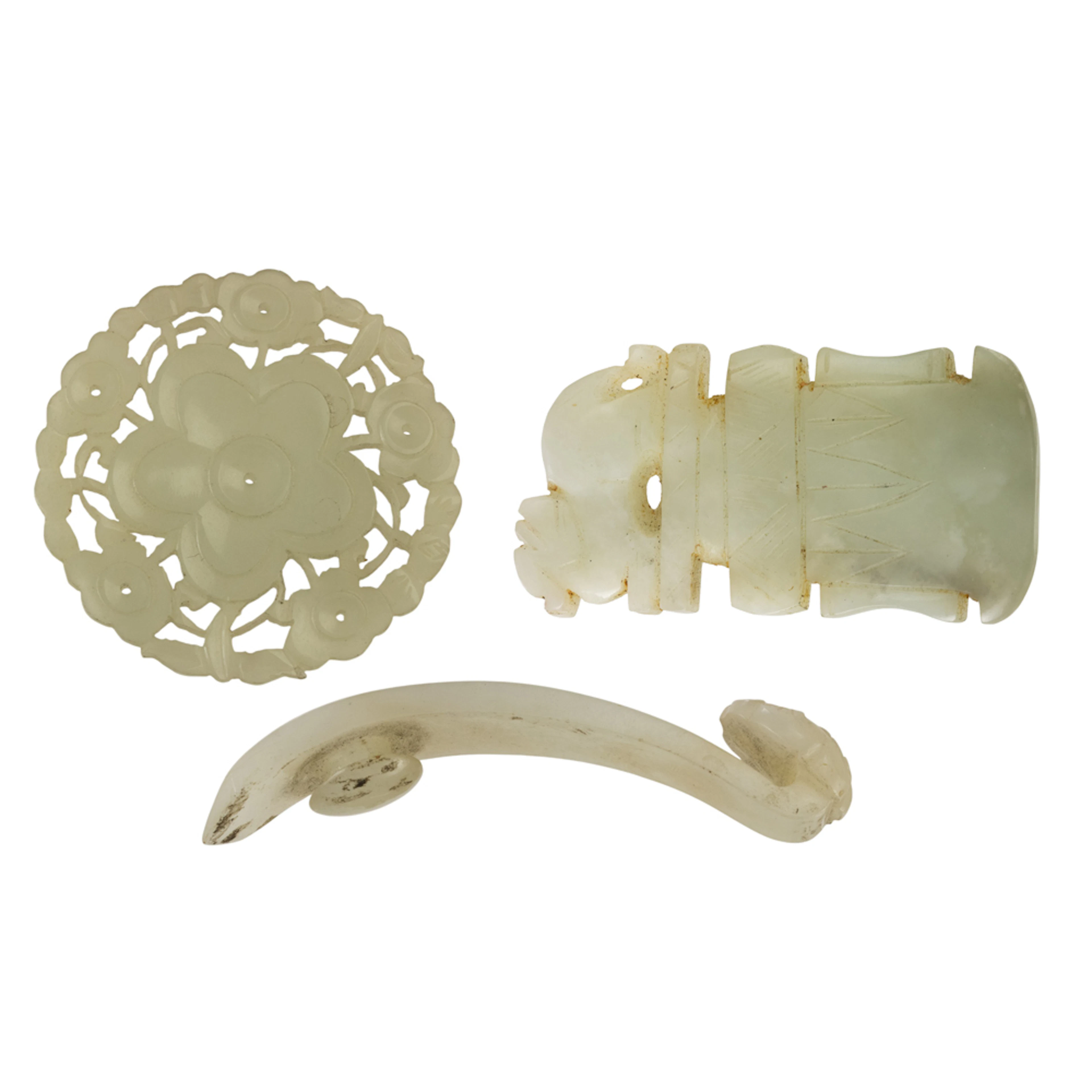 (lot of 3) Chinese white jade carvings