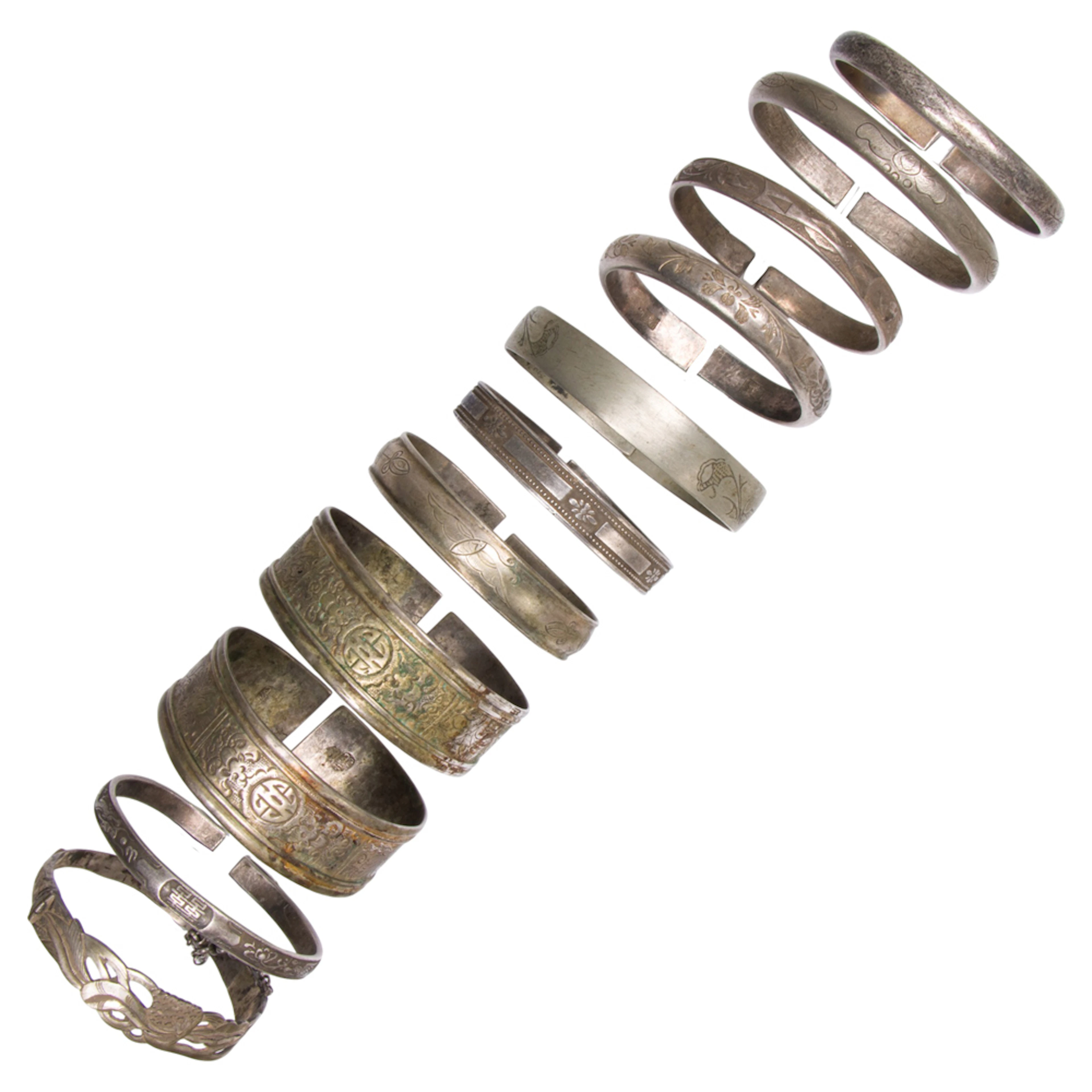 (lot of 11) Chinese silver bracelets