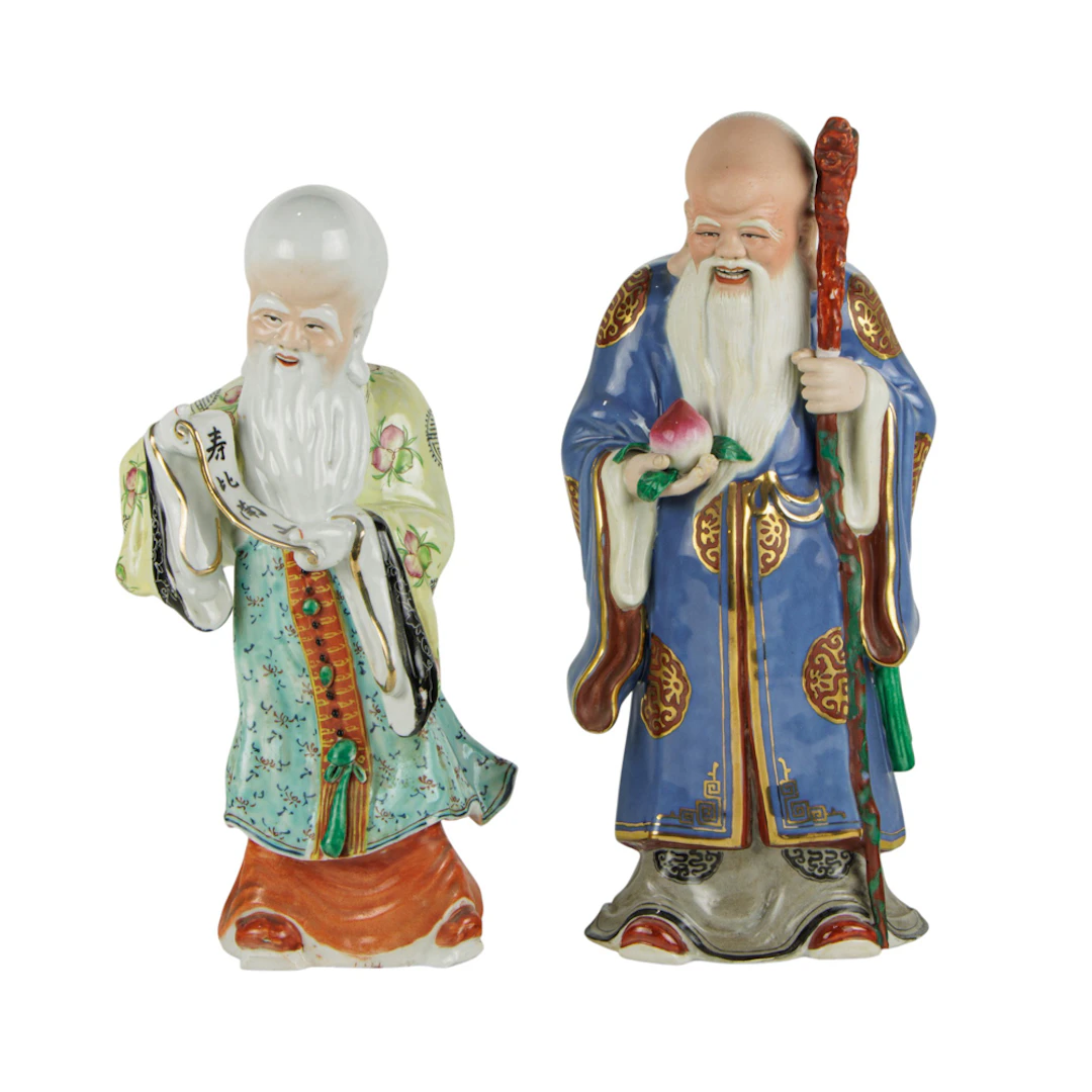 (lot of 2) Chinese famille rose figures of Shoulao