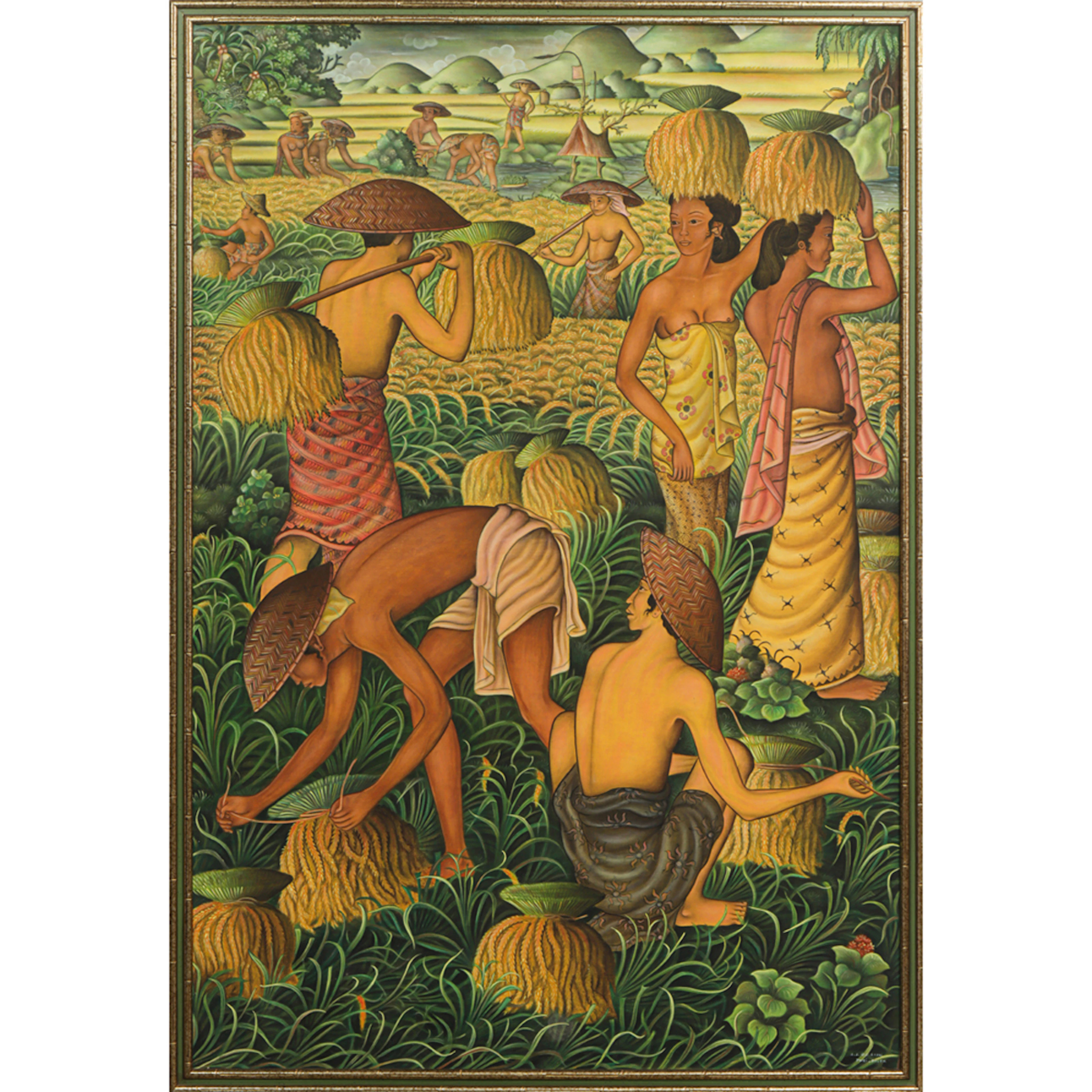 Balinese School (20th century) - Rice Harvest Scene