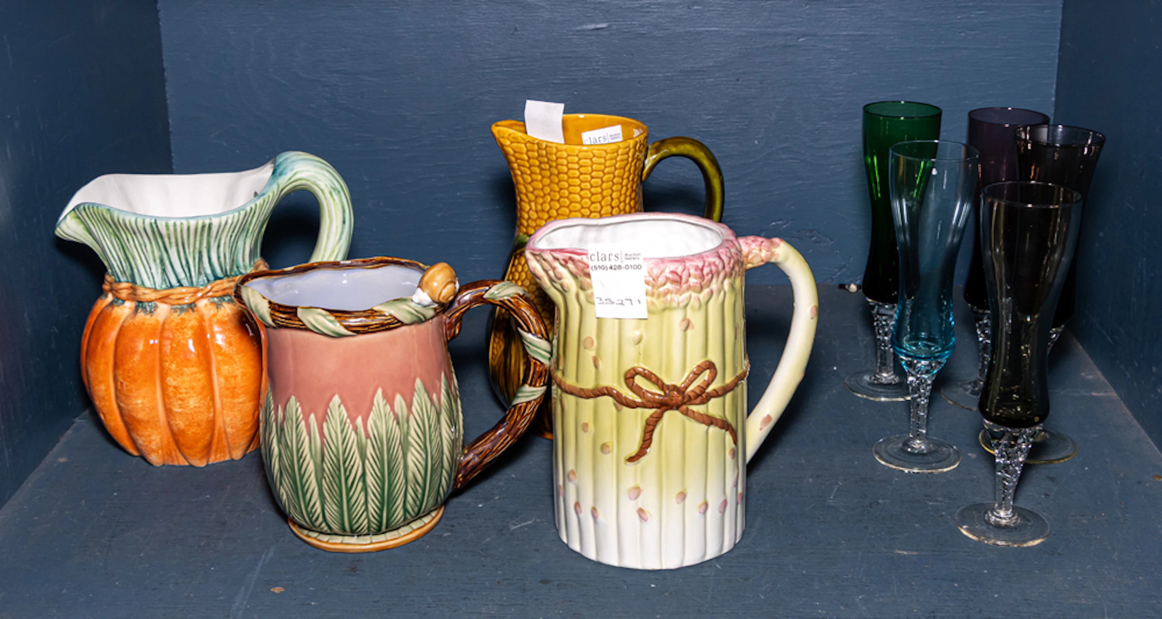 An assembled group of mostly ceramic and glassware