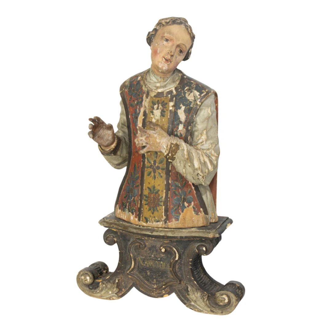 A Baroque polychrome figure of St. Francis Xavier
