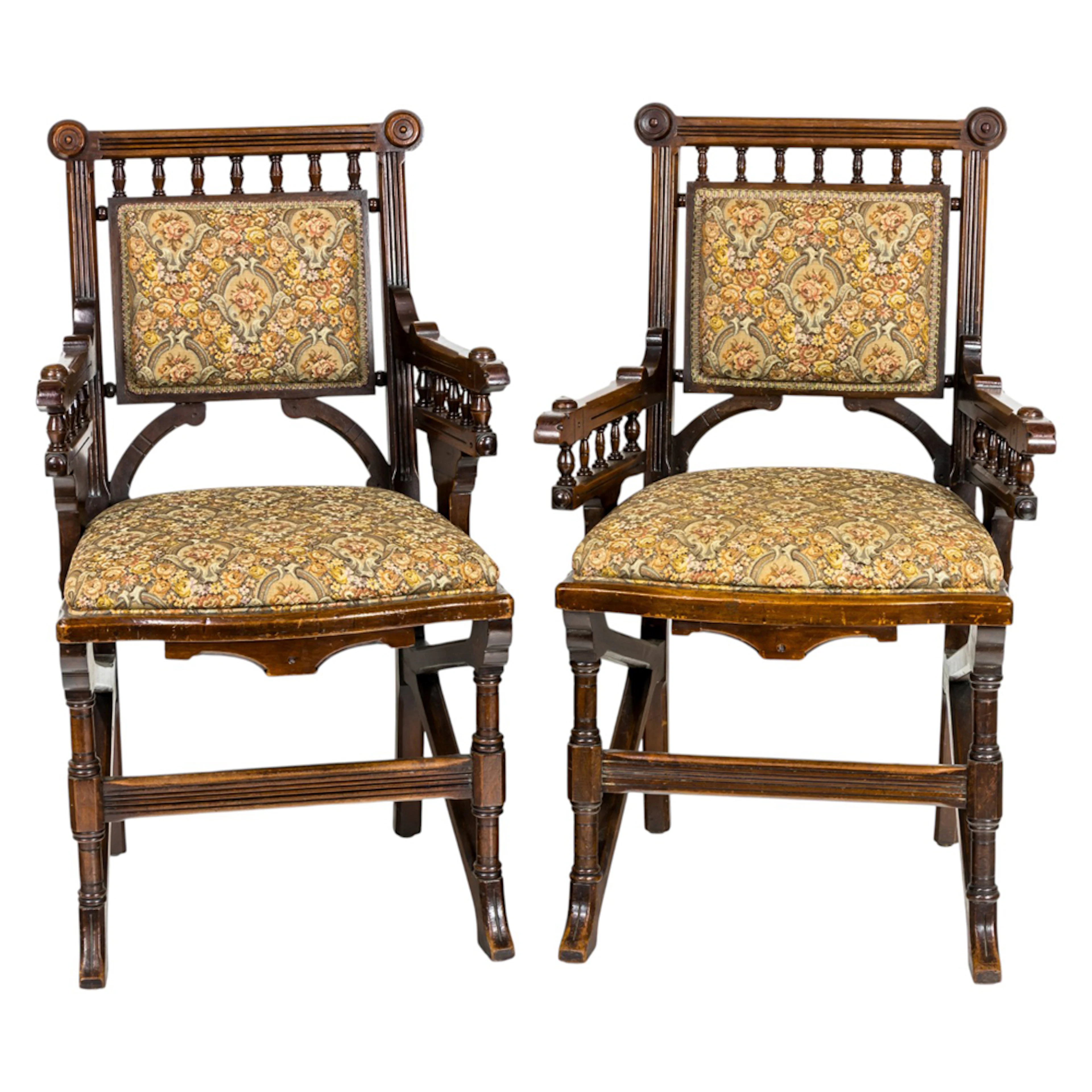 A set of six Victorian Modern Gothic armchairs attributed to Kimbel and Cabus
